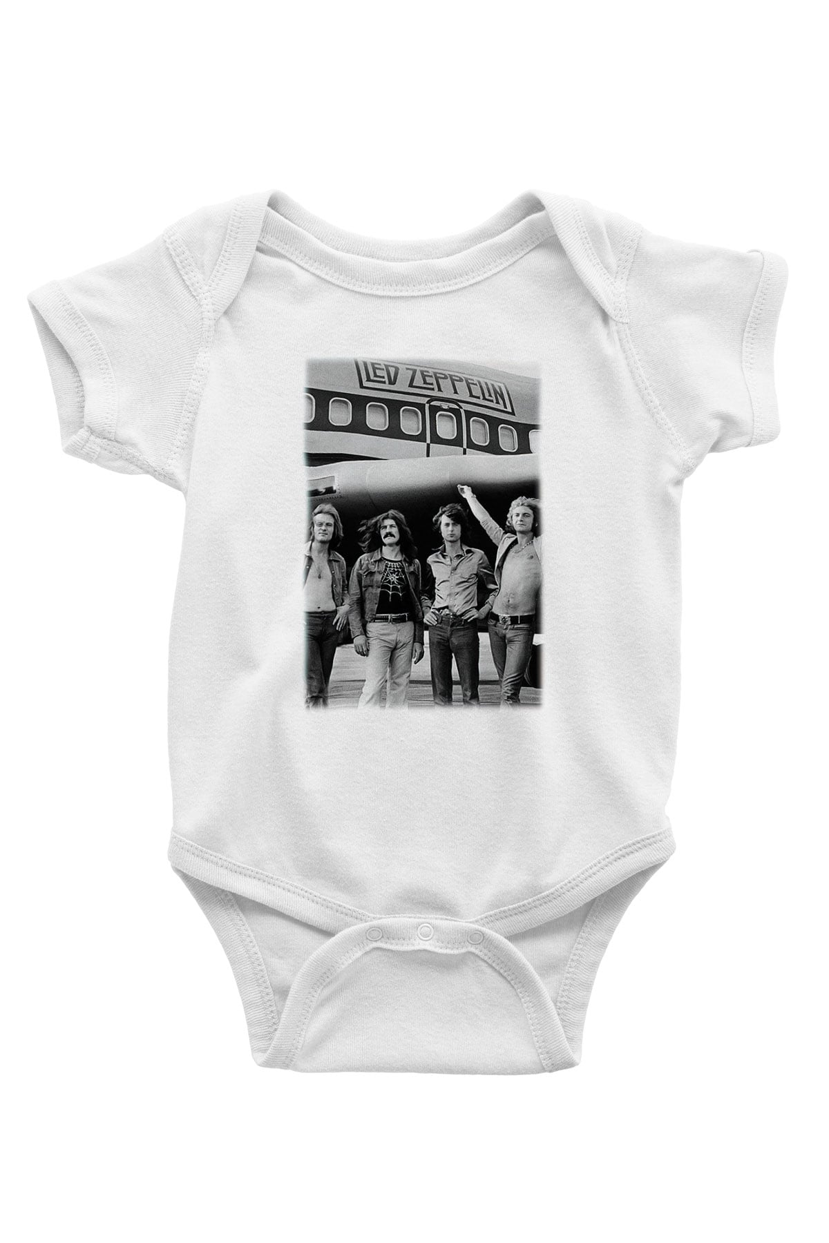 Led Zeppelin Baskılı Beyaz Unisex Bebek Body - Zıbın
