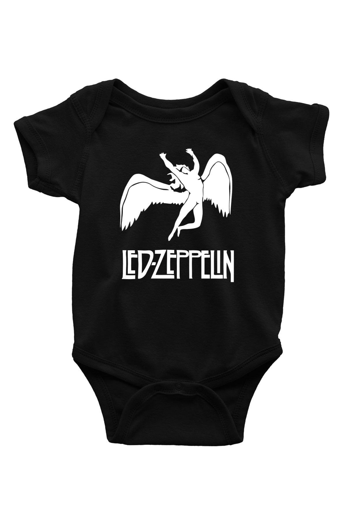 Led Zeppelin Baskılı Siyah Bebek Body - Zıbın