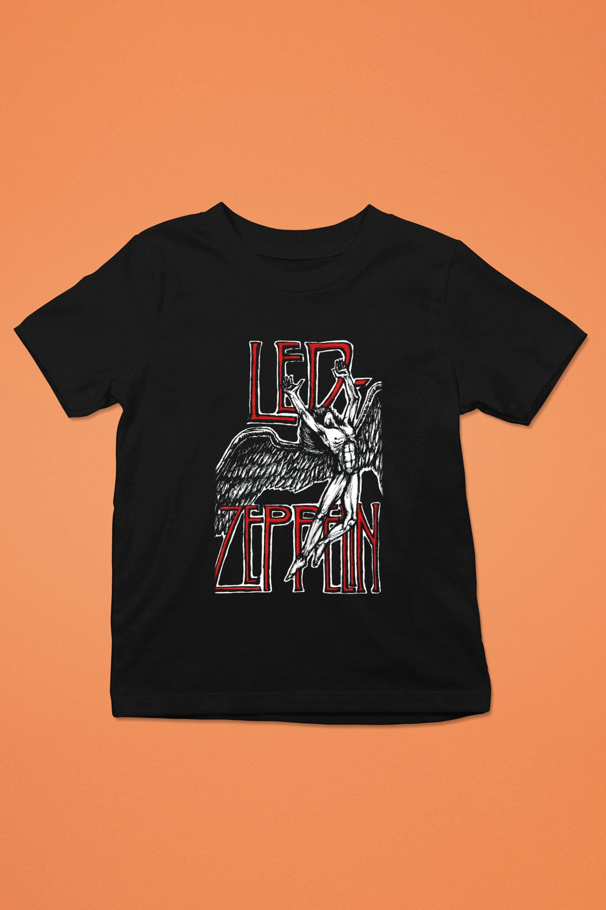 Led Zeppelin Baskılı Siyah Unisex Çocuk Tişört