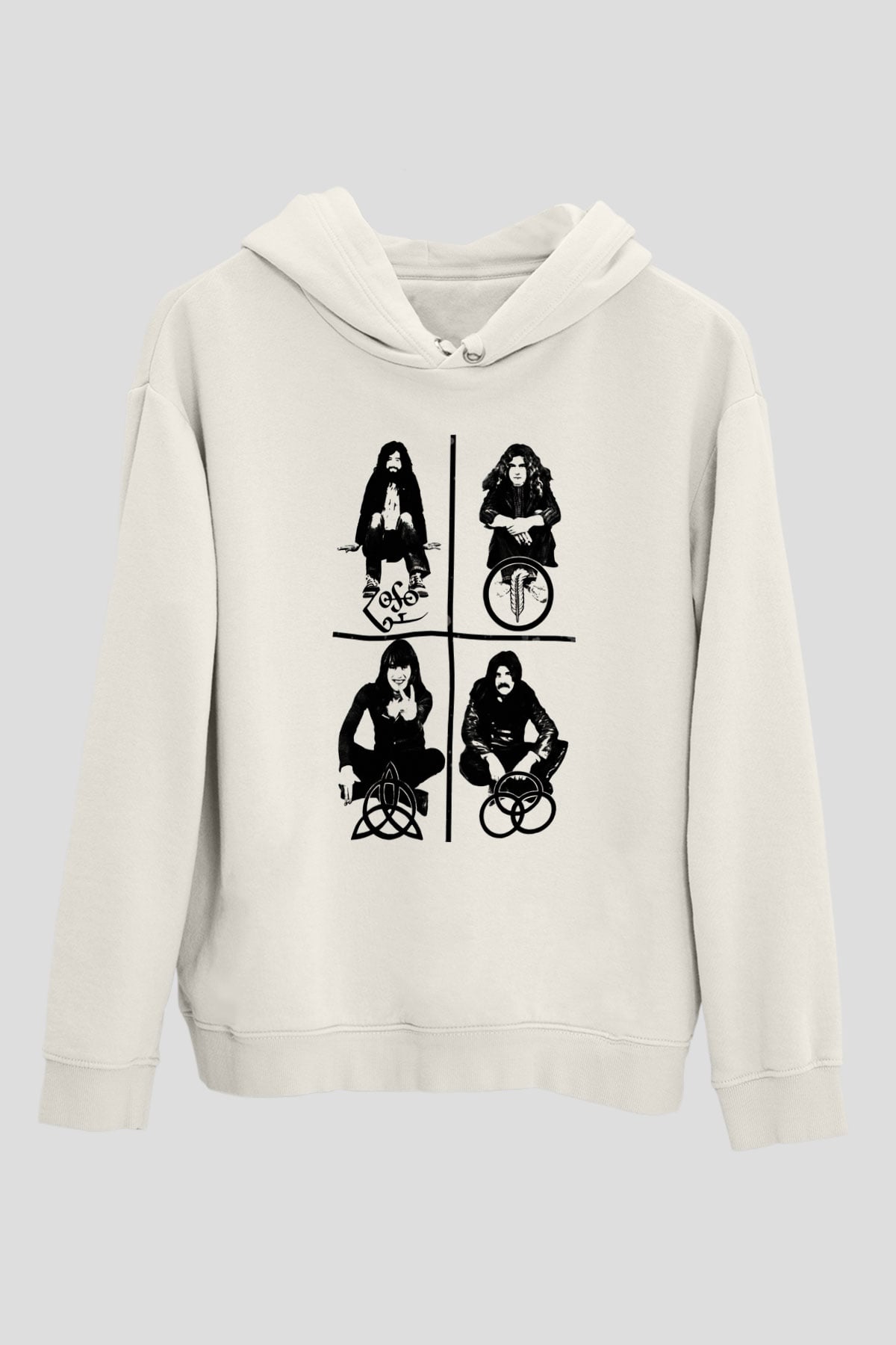 Led Zeppelin Beyaz Unisex Kapşonlu Sweatshirt