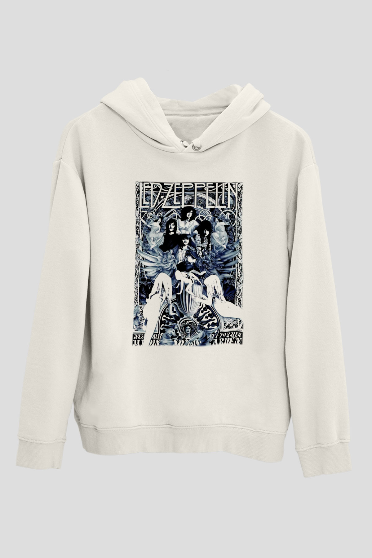 Led Zeppelin Beyaz Unisex Kapşonlu Sweatshirt