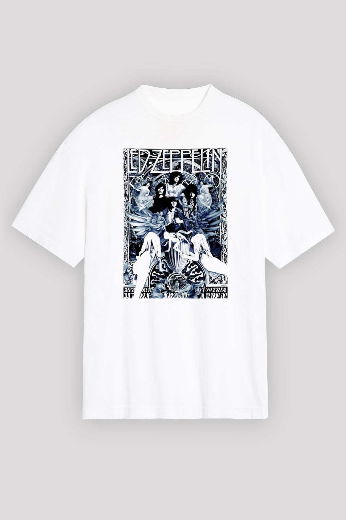 Led Zeppelin Beyaz Unisex Oversize Tişört T-Shirt