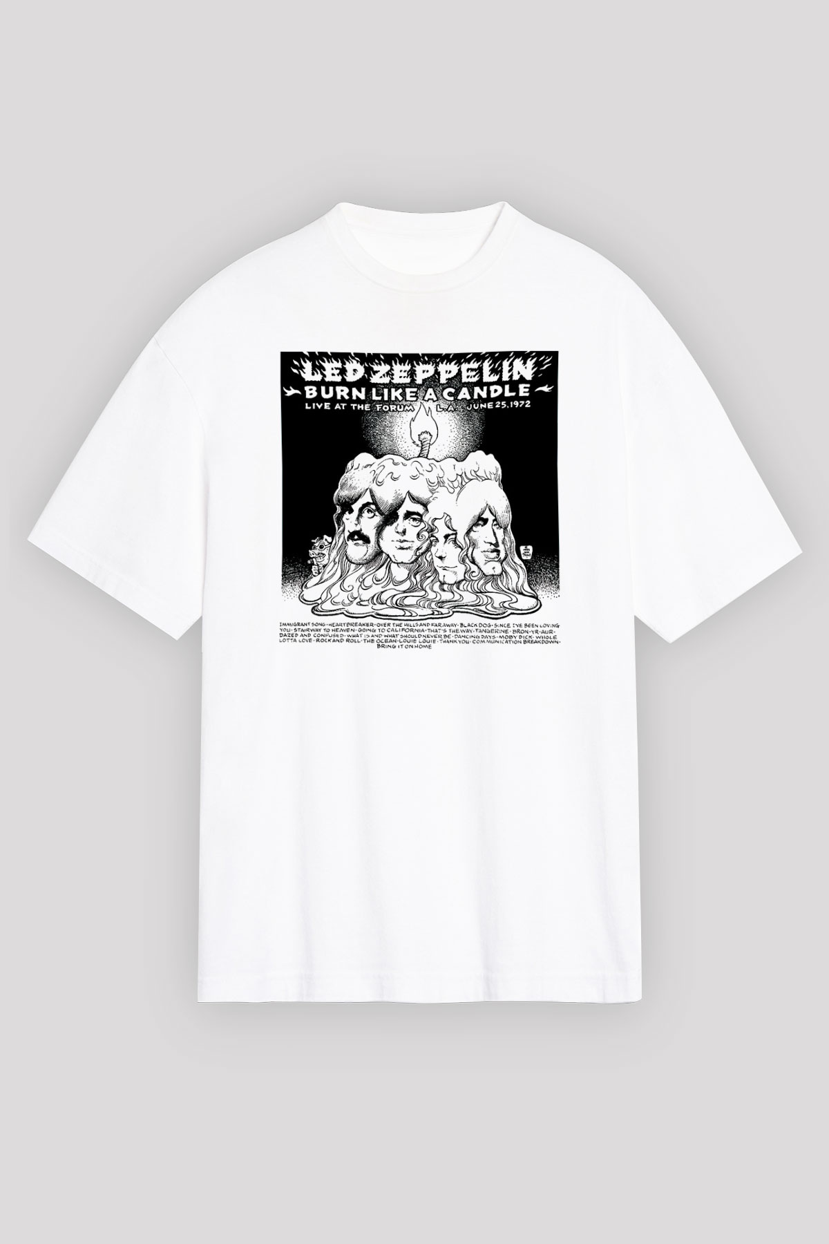 Led Zeppelin Beyaz Unisex Oversize Tişört T-Shirt