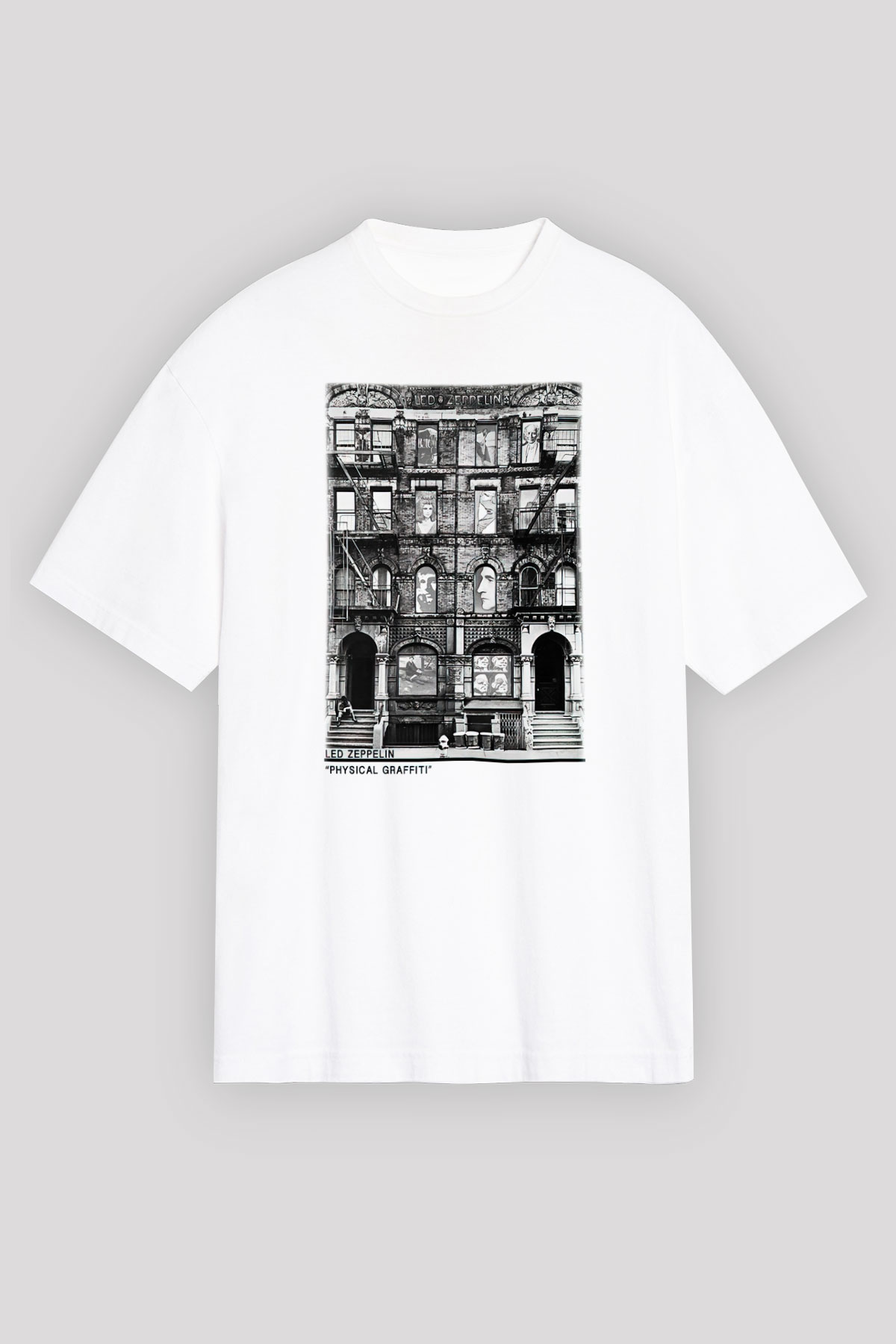 Led Zeppelin Beyaz Unisex Oversize Tişört T-Shirt