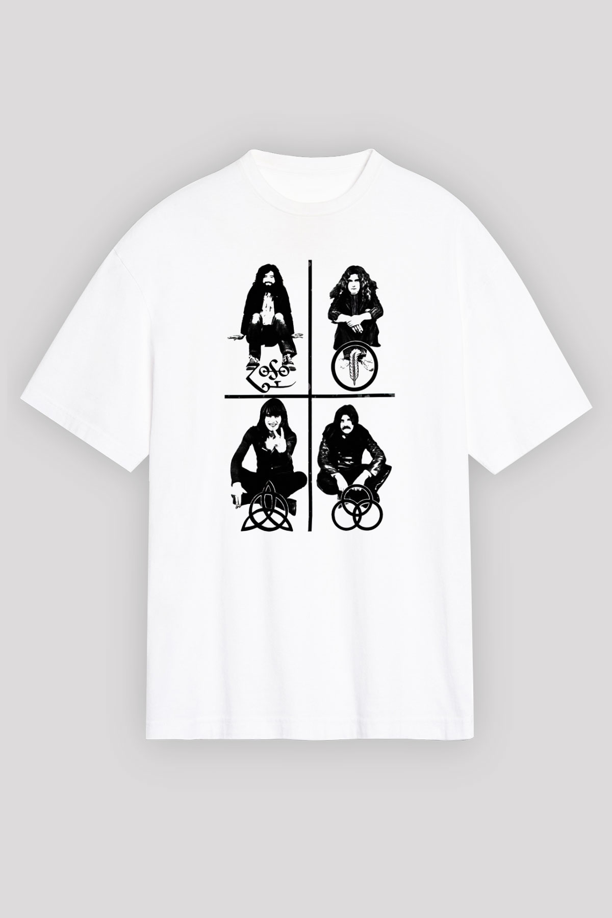 Led Zeppelin Beyaz Unisex Oversize Tişört T-Shirt