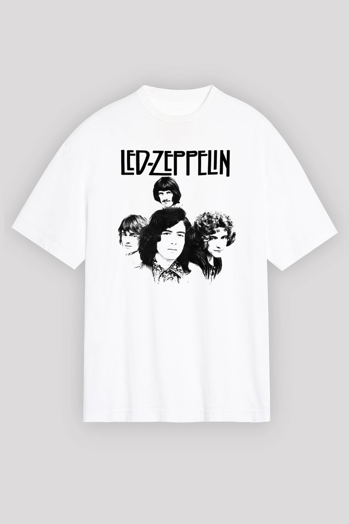 Led Zeppelin Beyaz Unisex Oversize Tişört T-Shirt