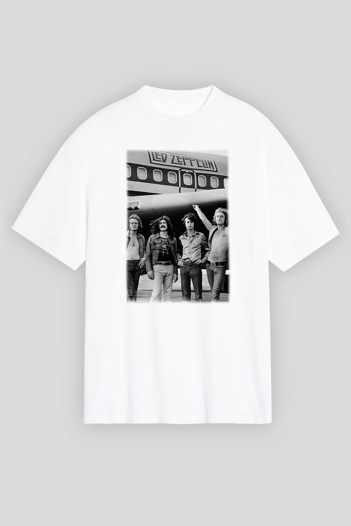 Led Zeppelin Beyaz Unisex Oversize Tişört T-Shirt