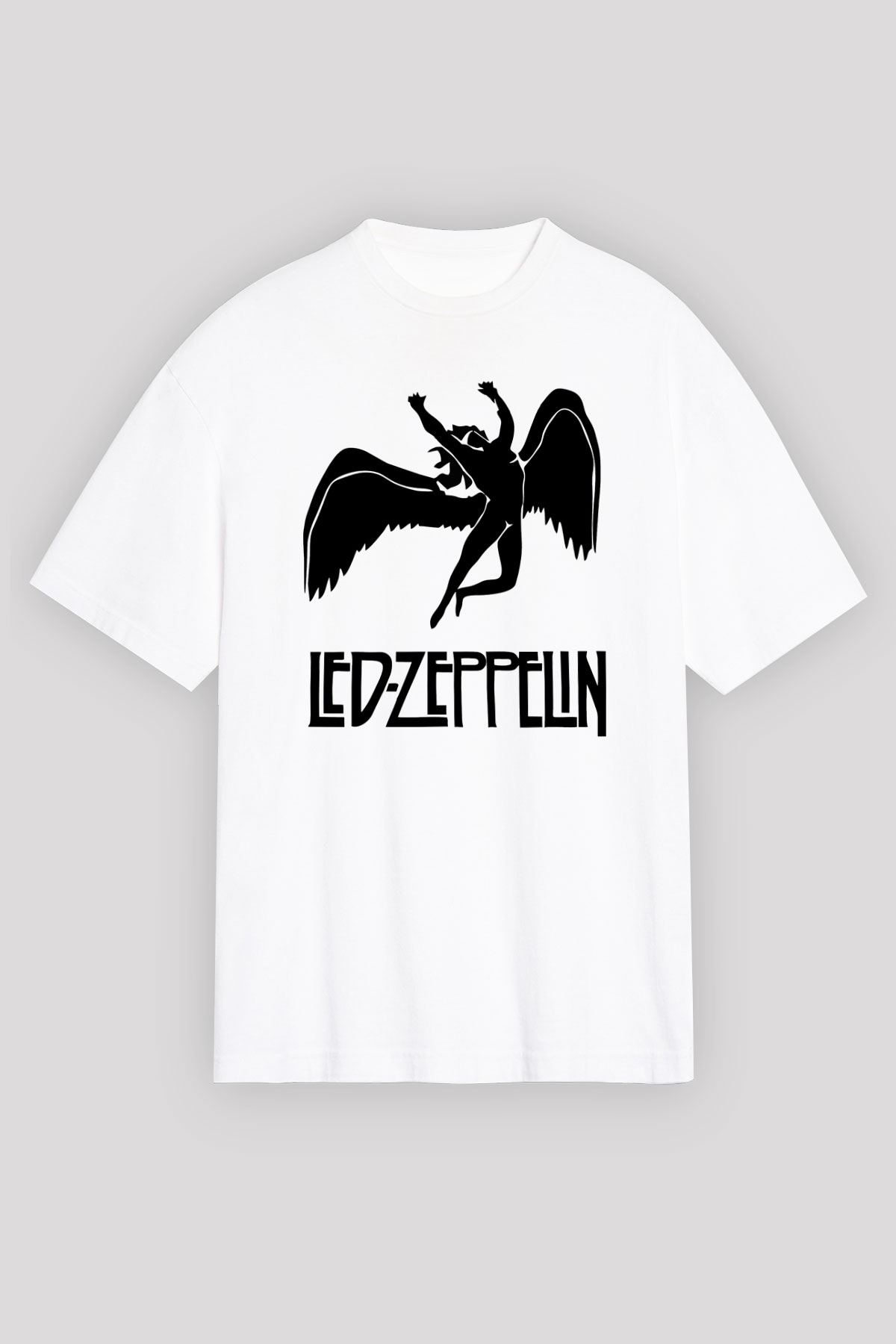 Led Zeppelin Beyaz Unisex Oversize Tişört T-Shirt