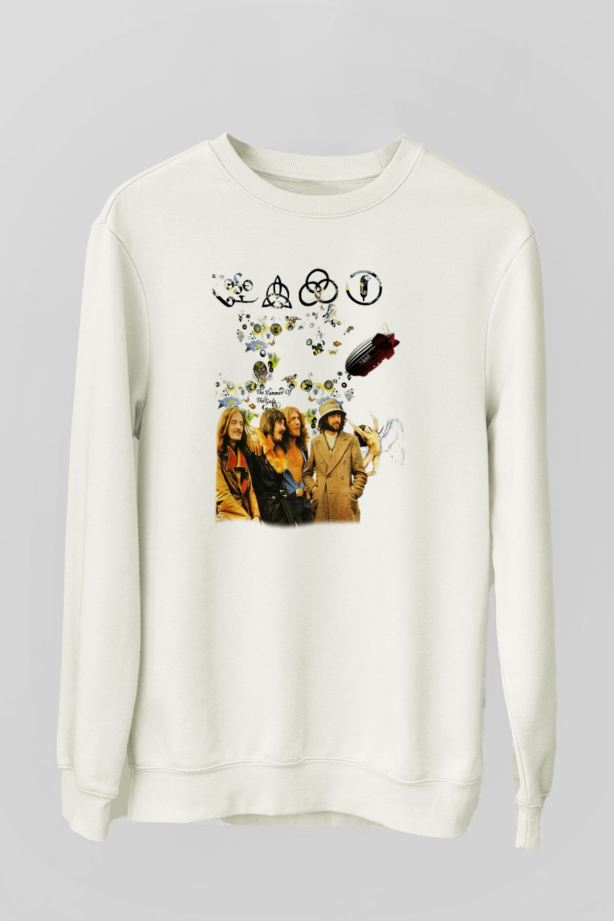Led Zeppelin Beyaz Unisex Sweatshirt