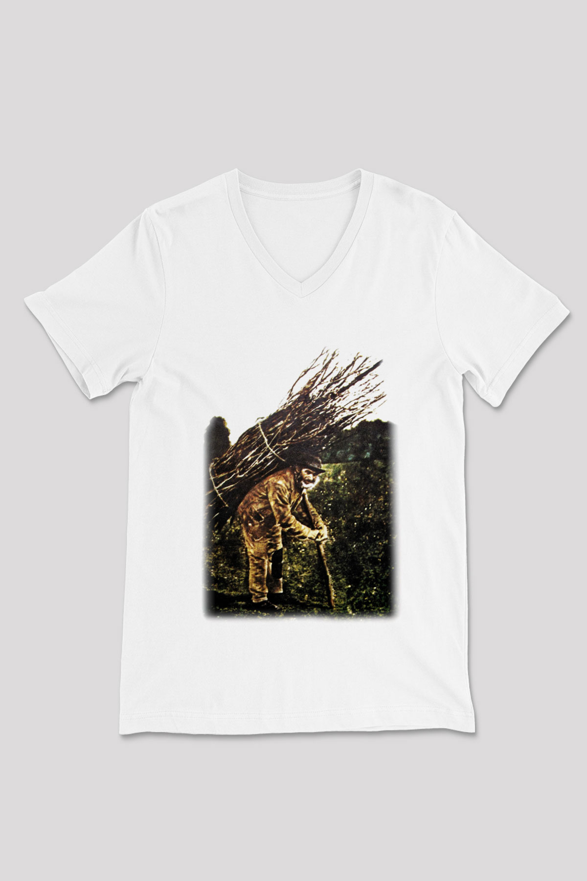 Led Zeppelin Beyaz Unisex V Yaka Tişört T-Shirt