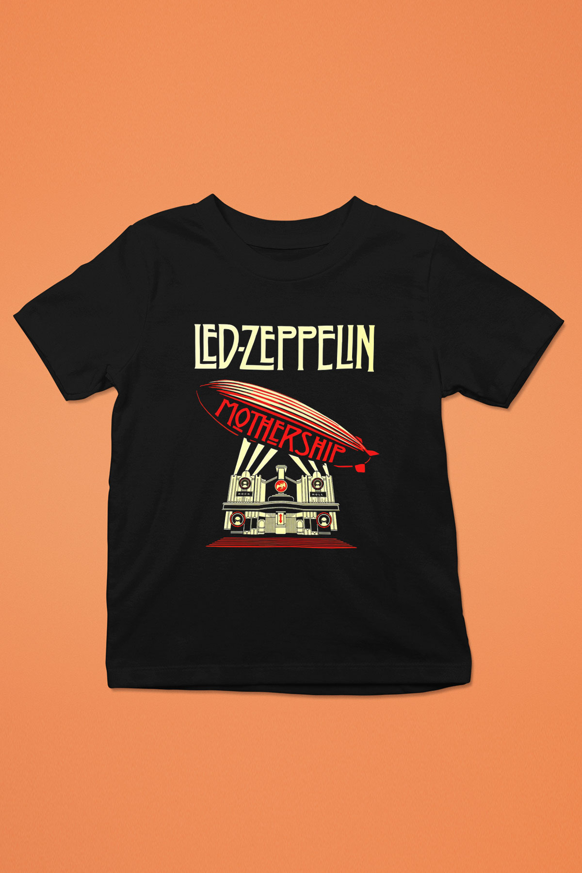 Led Zeppelin Mothership Baskılı Siyah Unisex Çocuk Tişört