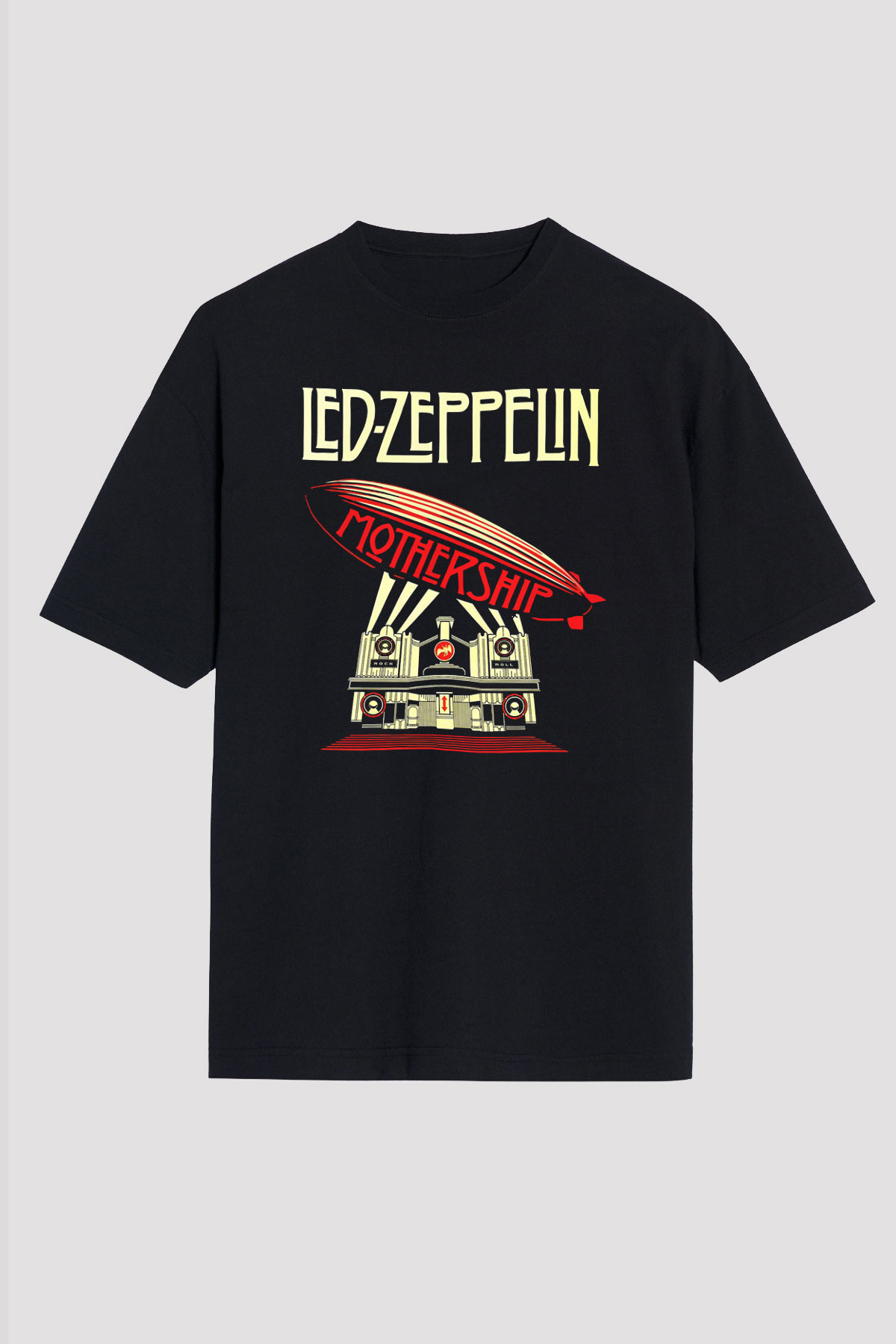 Led Zeppelin Mothership Siyah Unisex Oversize Ti ort T Shirt