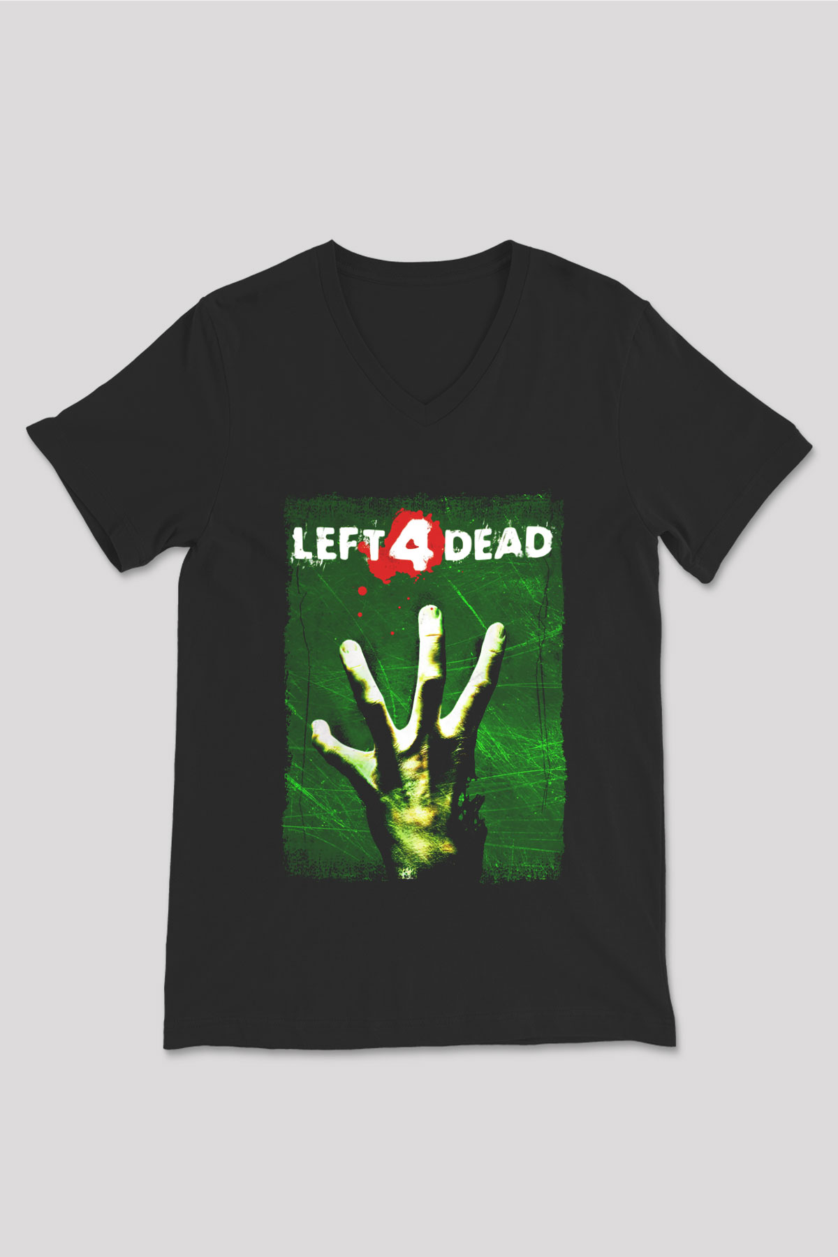 Left 4 Dead Siyah Unisex V Yaka Tişört