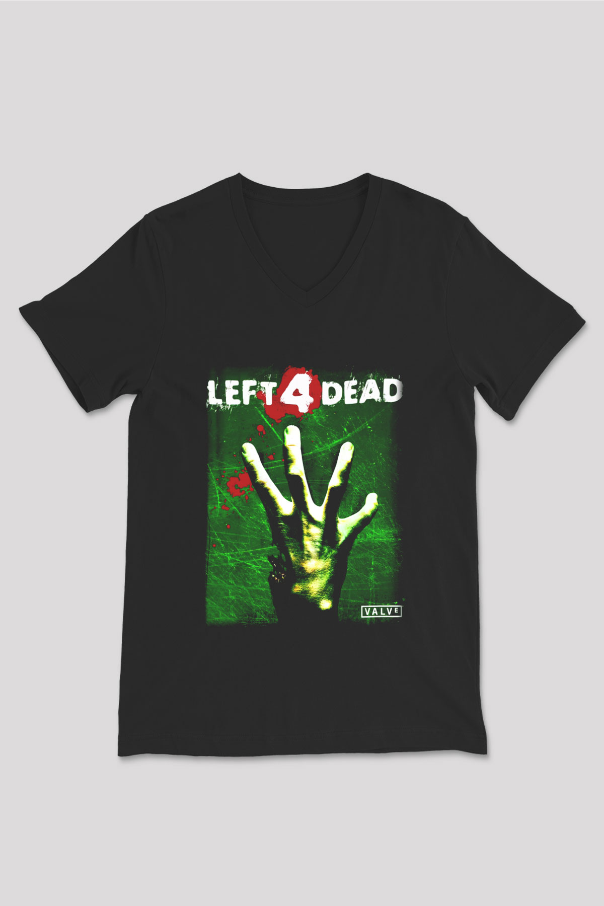 Left 4 Dead Siyah Unisex V Yaka Tişört T-Shirt