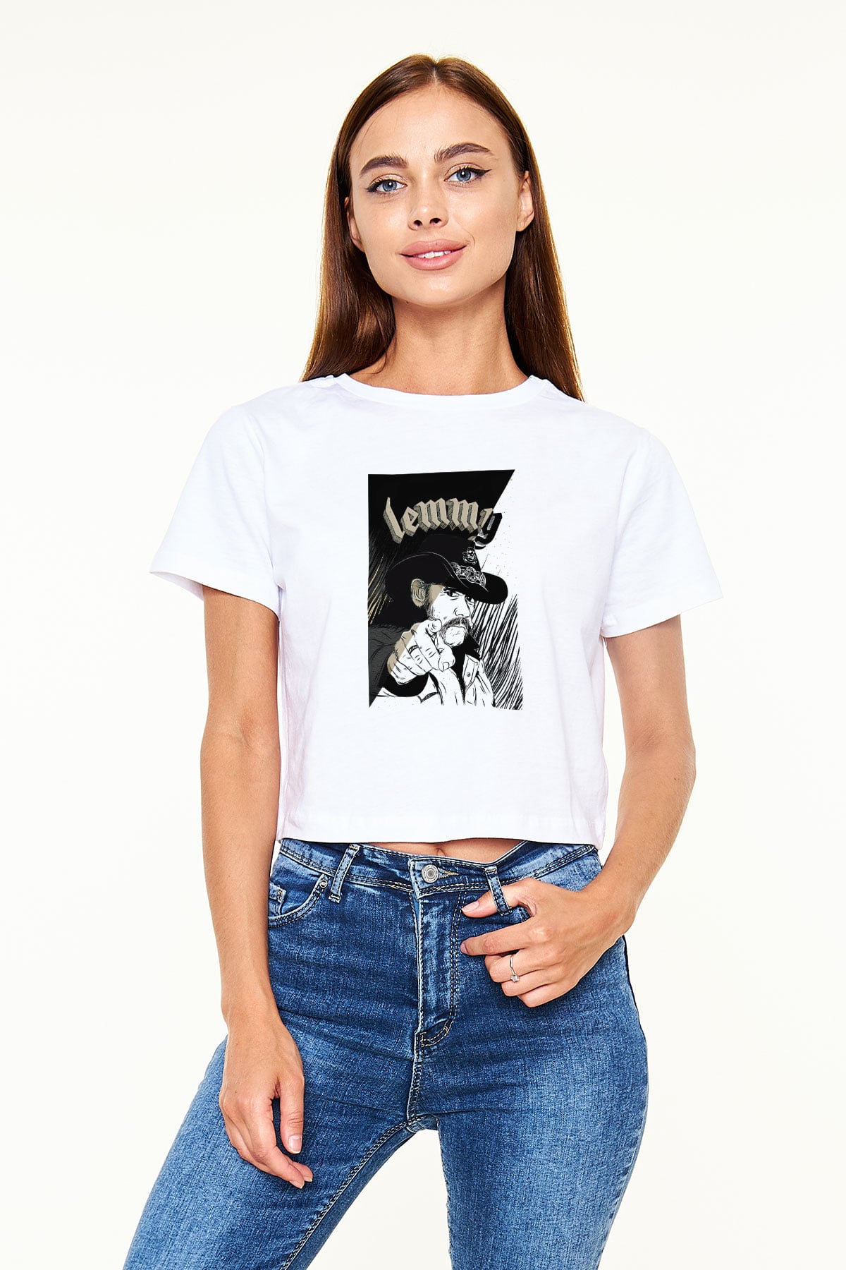 Lemmy Beyaz Croptop Tişört