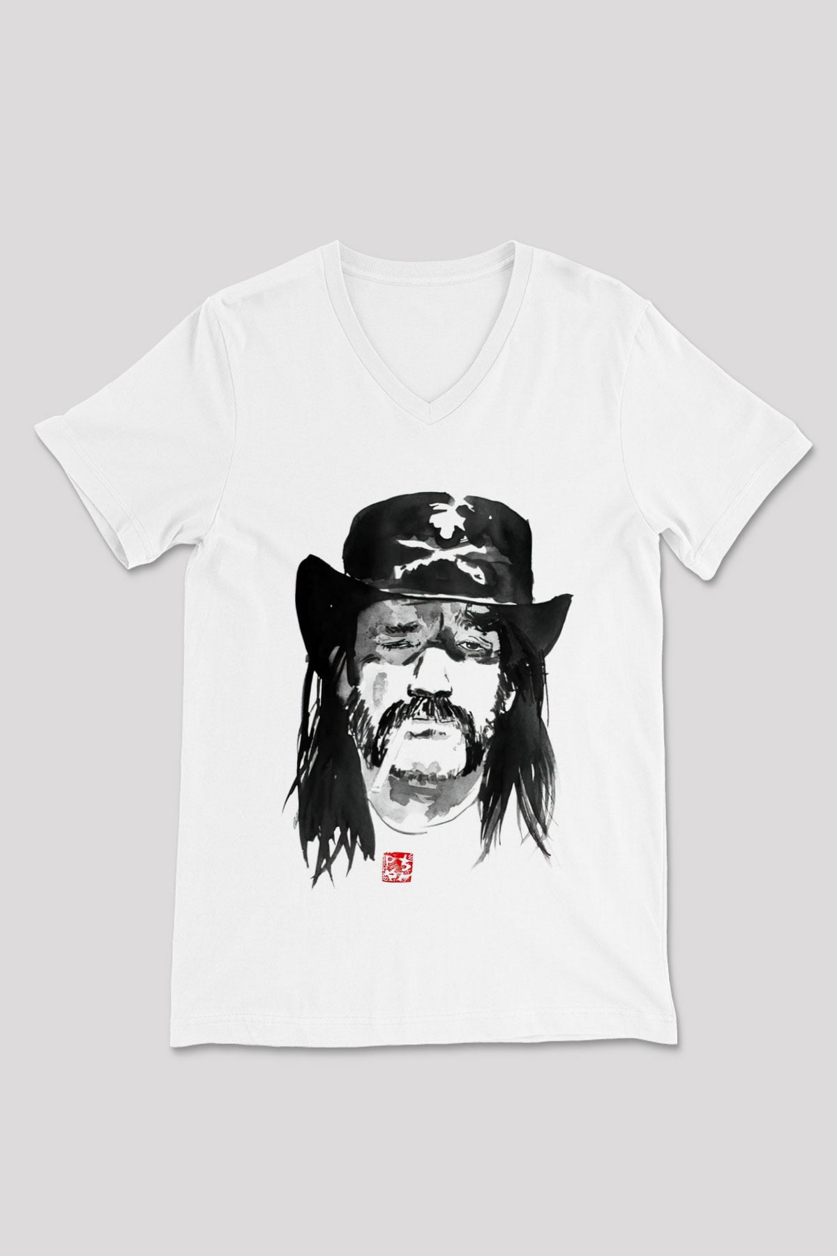 Lemmy Beyaz Unisex V Yaka Tişört