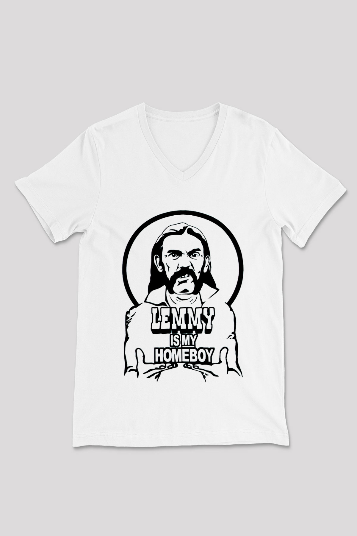 Lemmy Beyaz Unisex V Yaka Tişört
