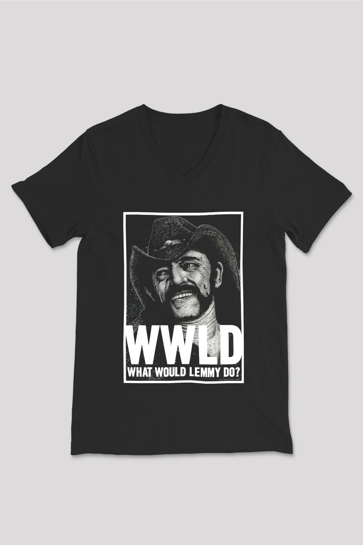 Lemmy Siyah Unisex V Yaka Tişört