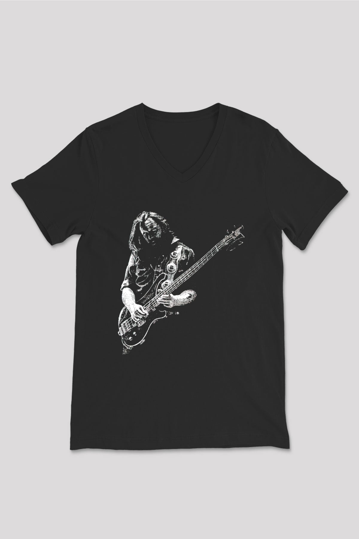 Lemmy Siyah Unisex V Yaka Tişört