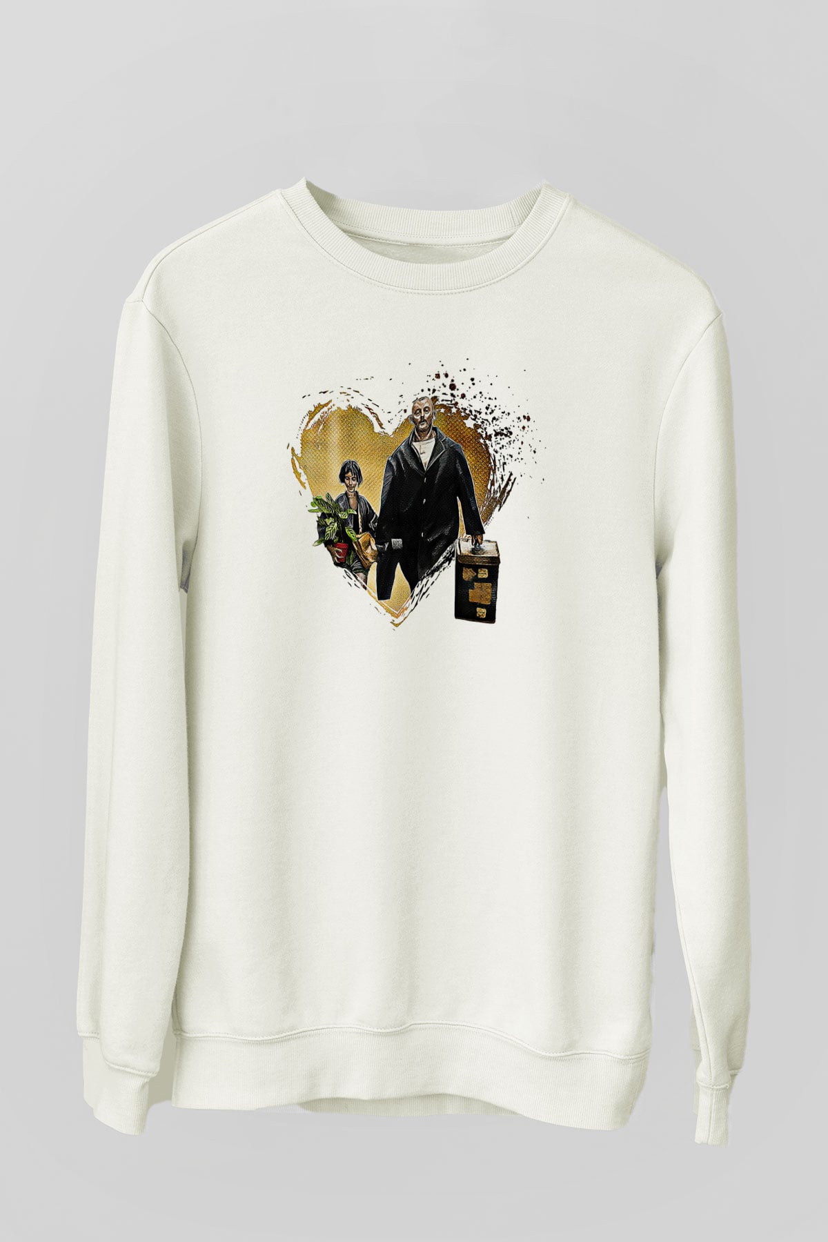 Leon Baskılı Beyaz Unisex Sweatshirt