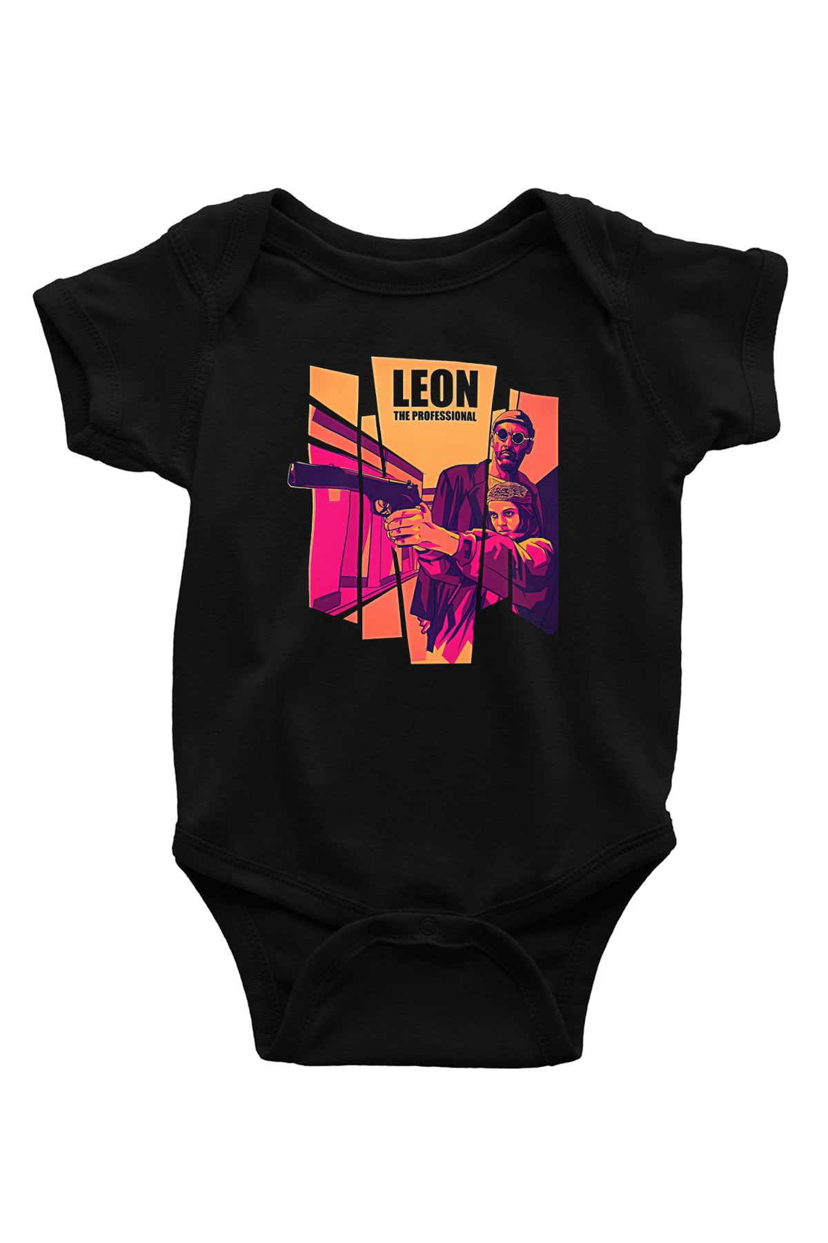 Leon Baskılı Unisex Siyah Bebek Body - Zıbın