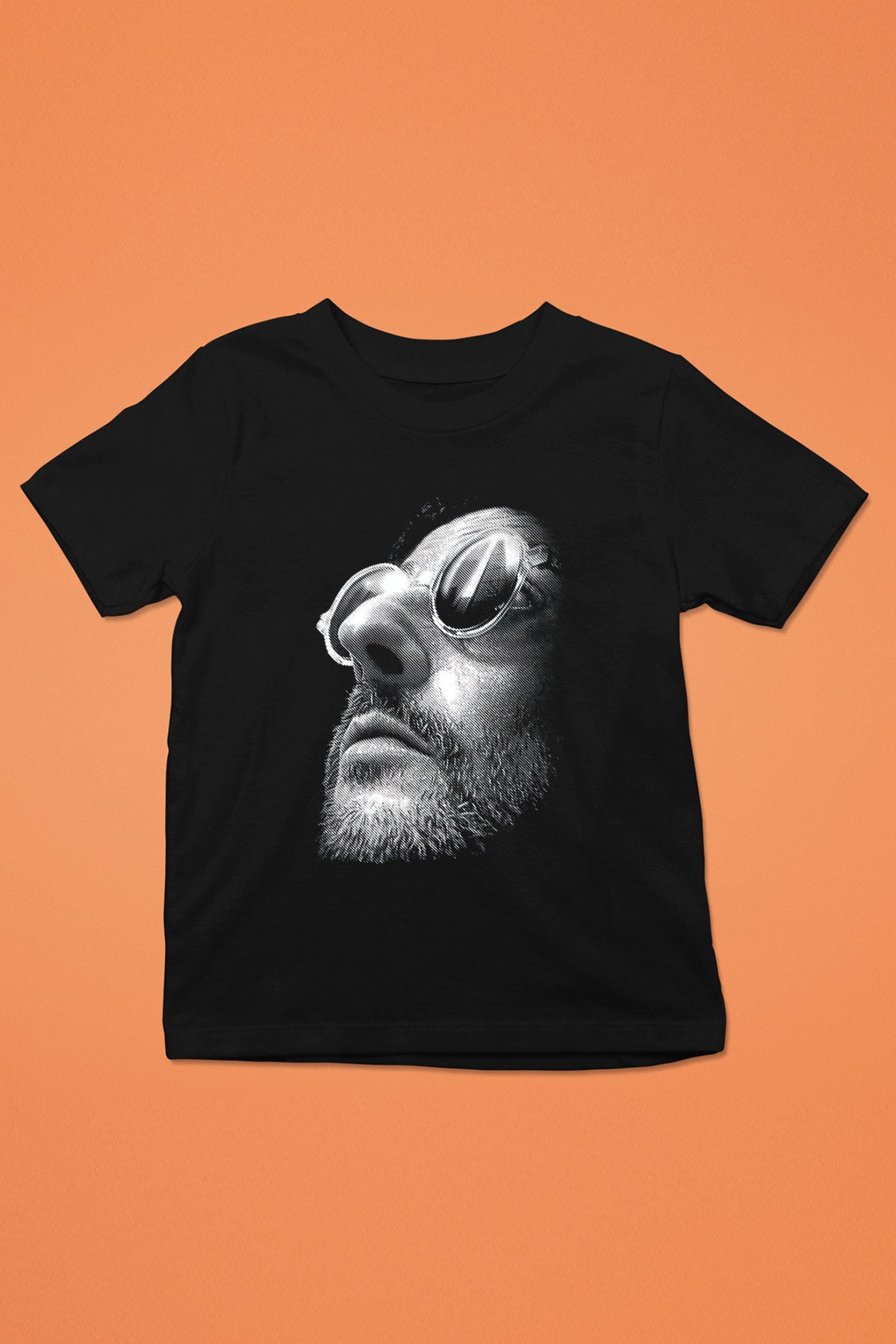 Leon Baskılı Unisex Siyah Çocuk Tişört - Tshirt