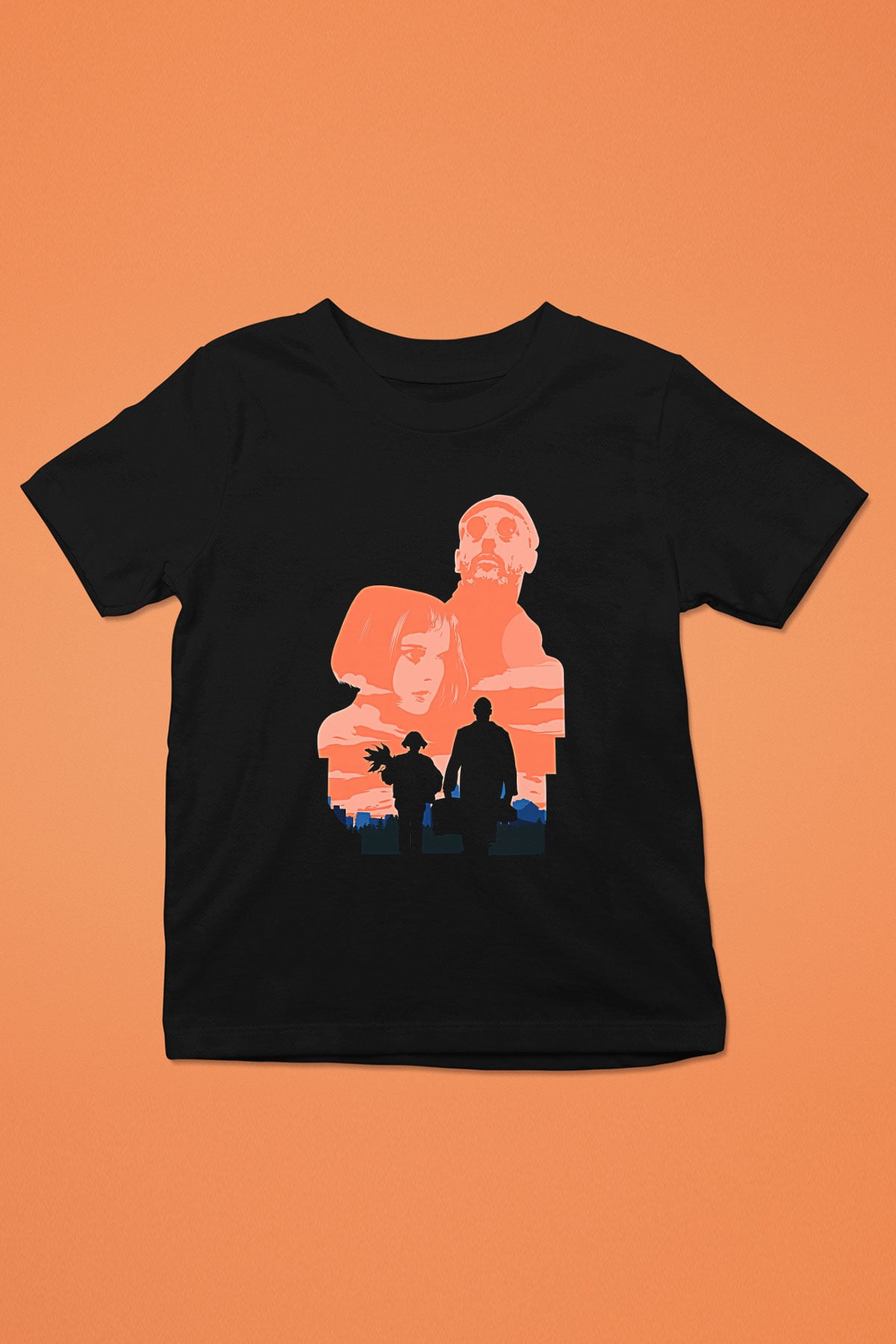 Leon Baskılı Unisex Siyah Çocuk Tişört - Tshirt