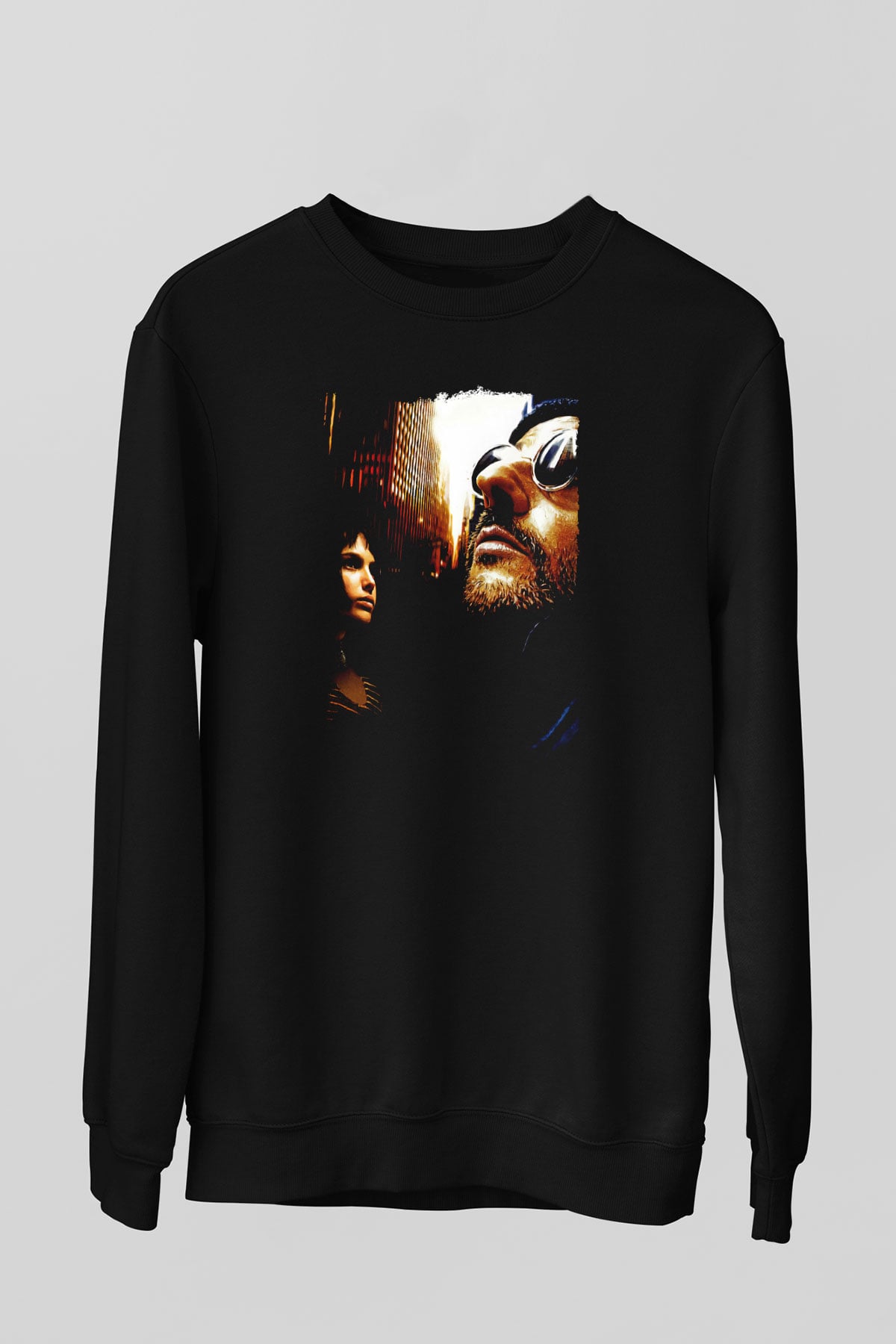 Leon Baskılı Unisex Siyah Sweatshirt