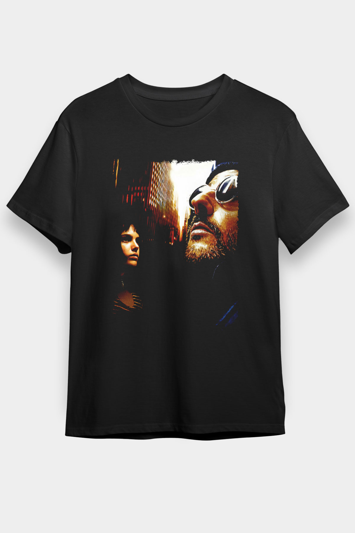 Leon Baskılı Unisex Siyah Tişört - Tshirt