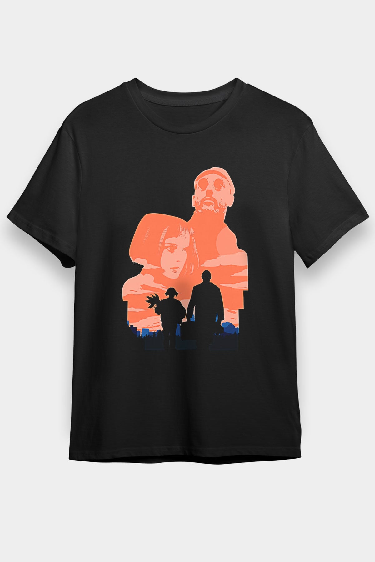 Leon Baskılı Unisex Siyah Tişört - Tshirt