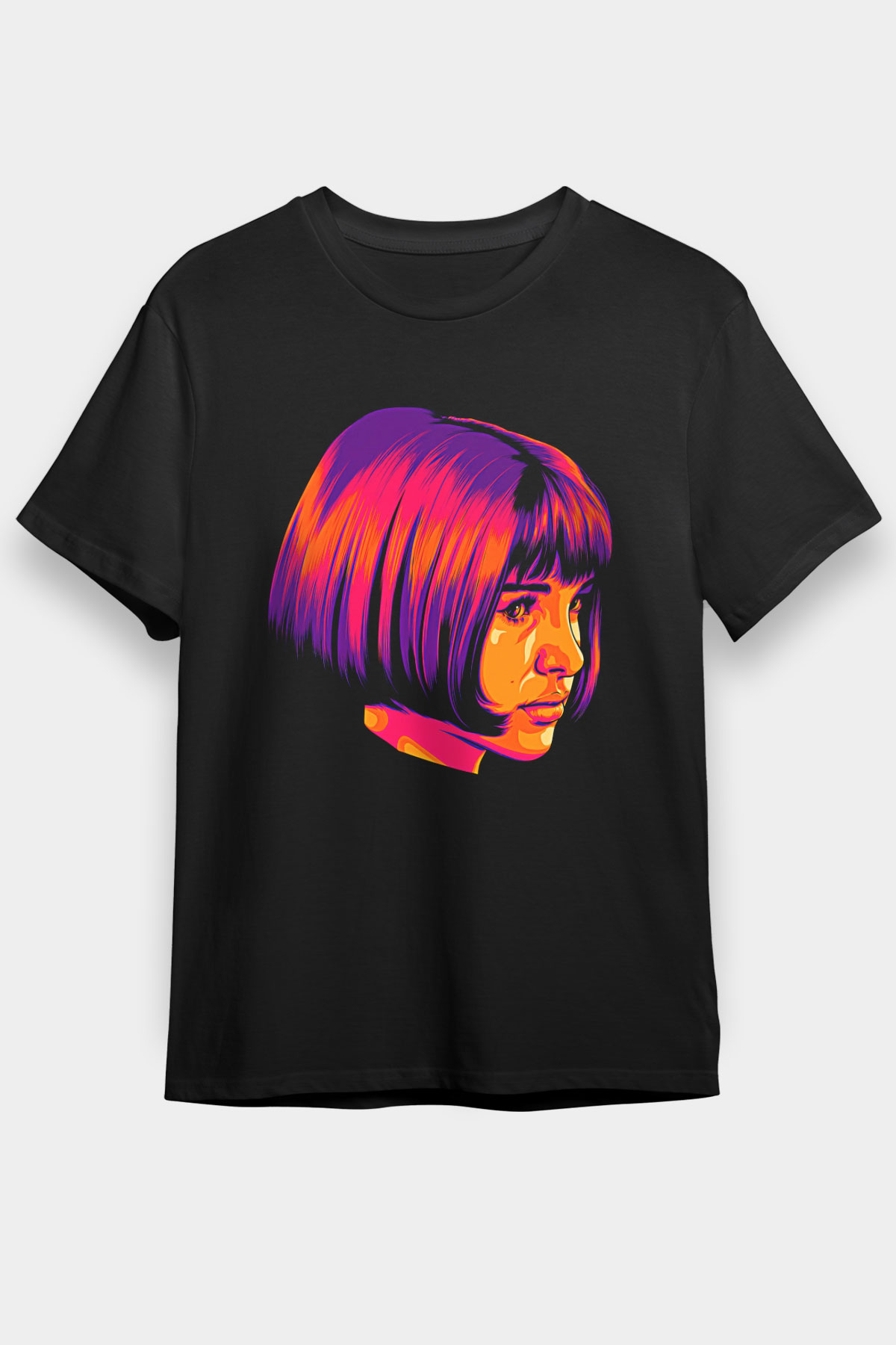 Leon Baskılı Unisex Siyah Tişört - Tshirt