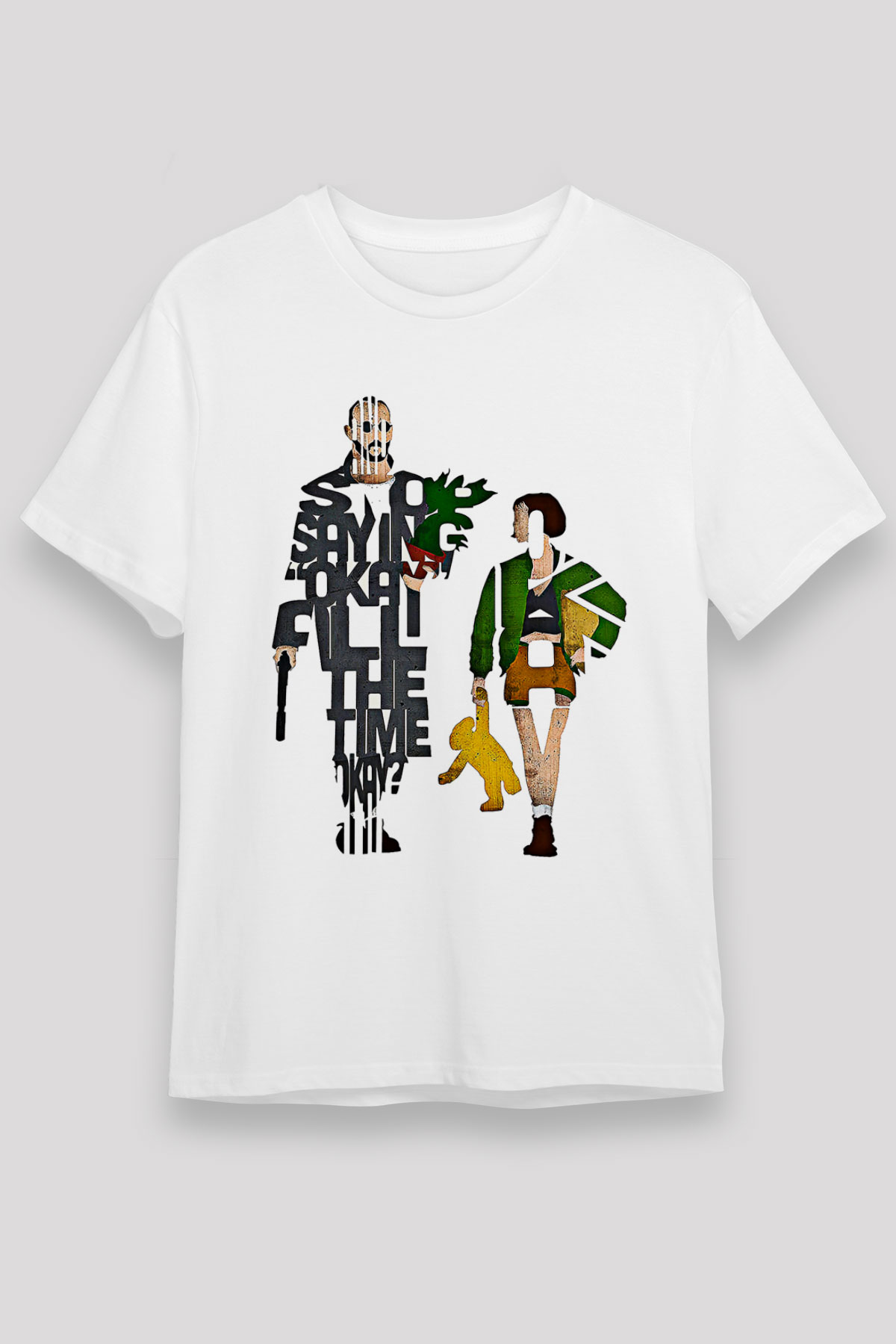 Leon Unisex Baskılı Beyaz Tişört - Tshirt