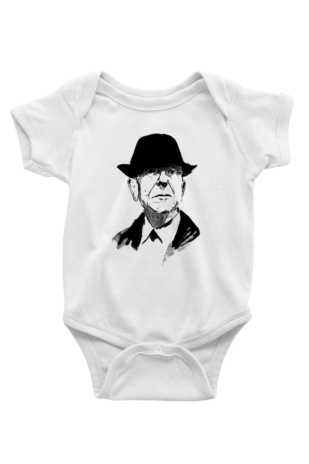Leonard Cohen Baskılı Beyaz Unisex Bebek Body - Zıbın