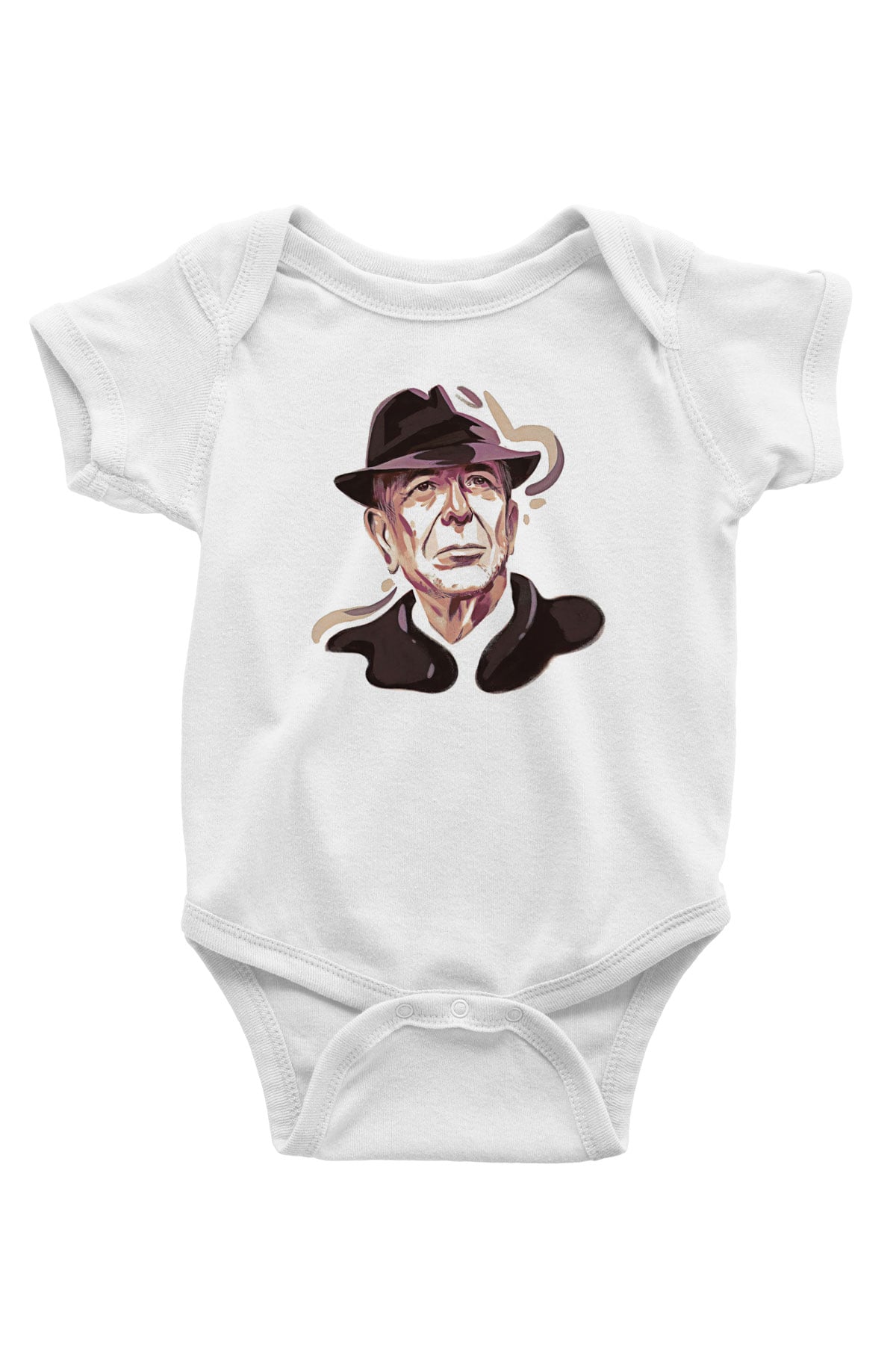 Leonard Cohen Baskılı Beyaz Unisex Bebek Body - Zıbın