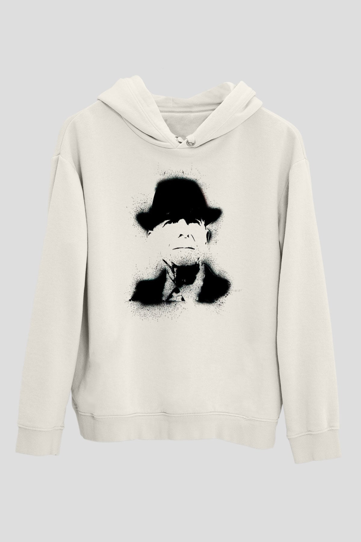 Leonard Cohen Baskılı Beyaz Unisex Kapüşonlu Sweatshirt