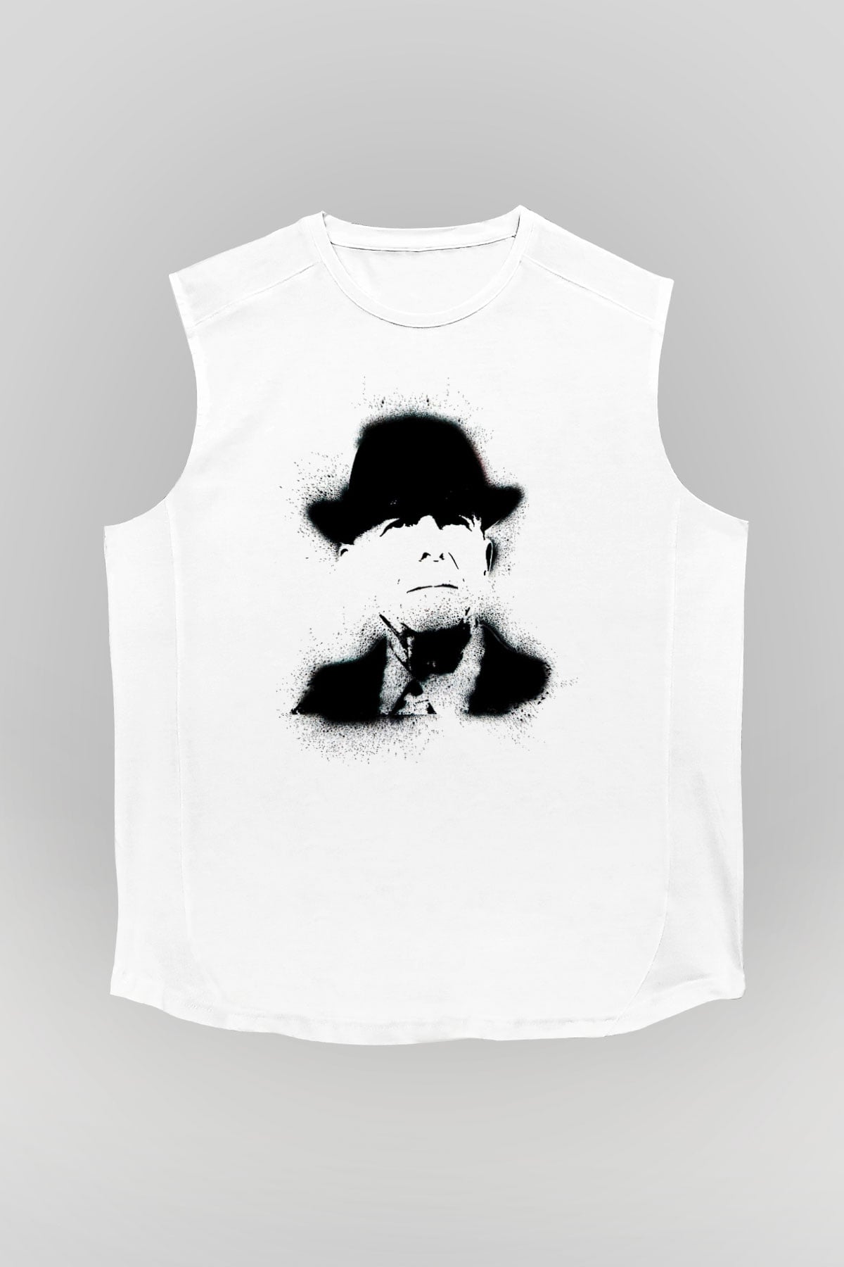 Leonard Cohen Baskılı Beyaz Unisex Kolsuz Tişört - Tshirt