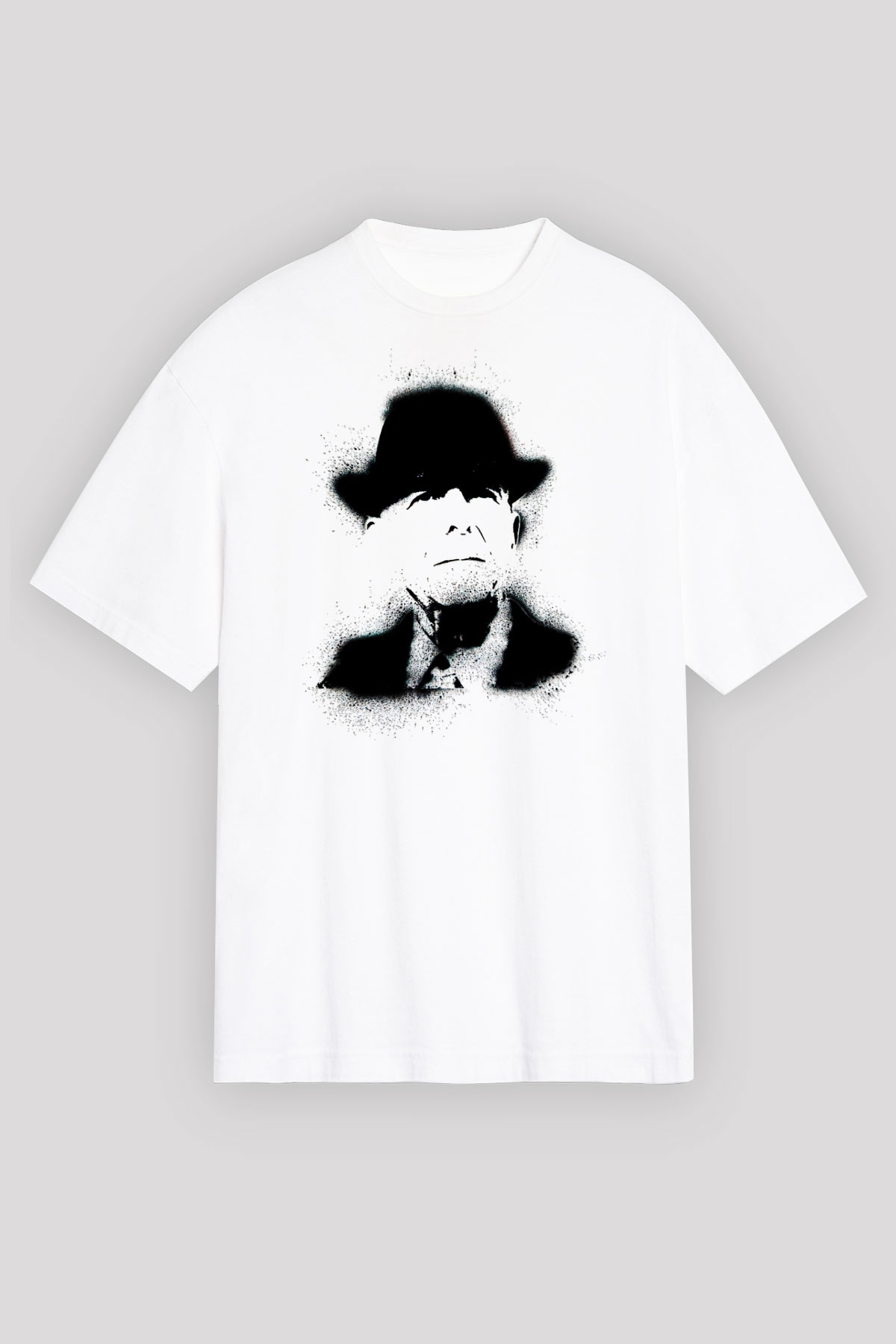 Leonard Cohen Baskılı Beyaz Unisex Oversize Tişört - Tshirt