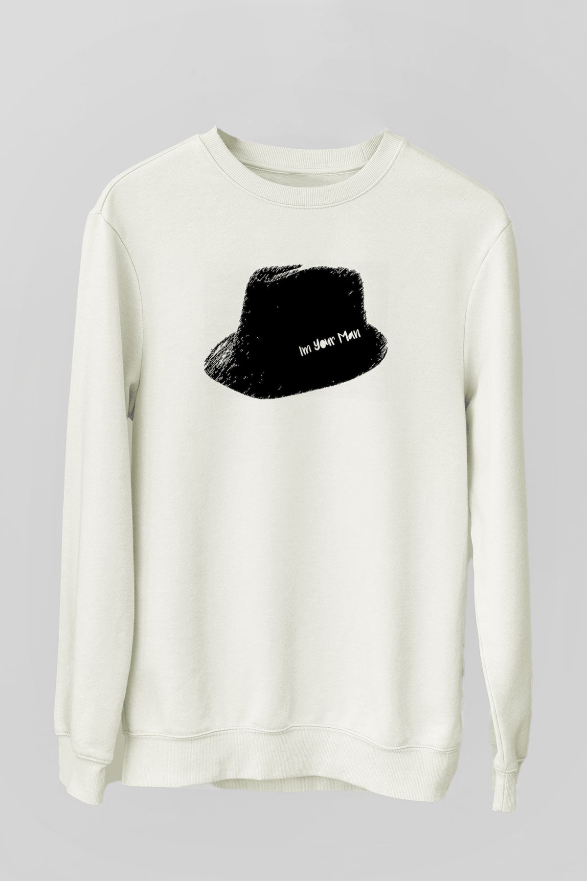 Leonard Cohen Baskılı Beyaz Unisex Sweatshirt