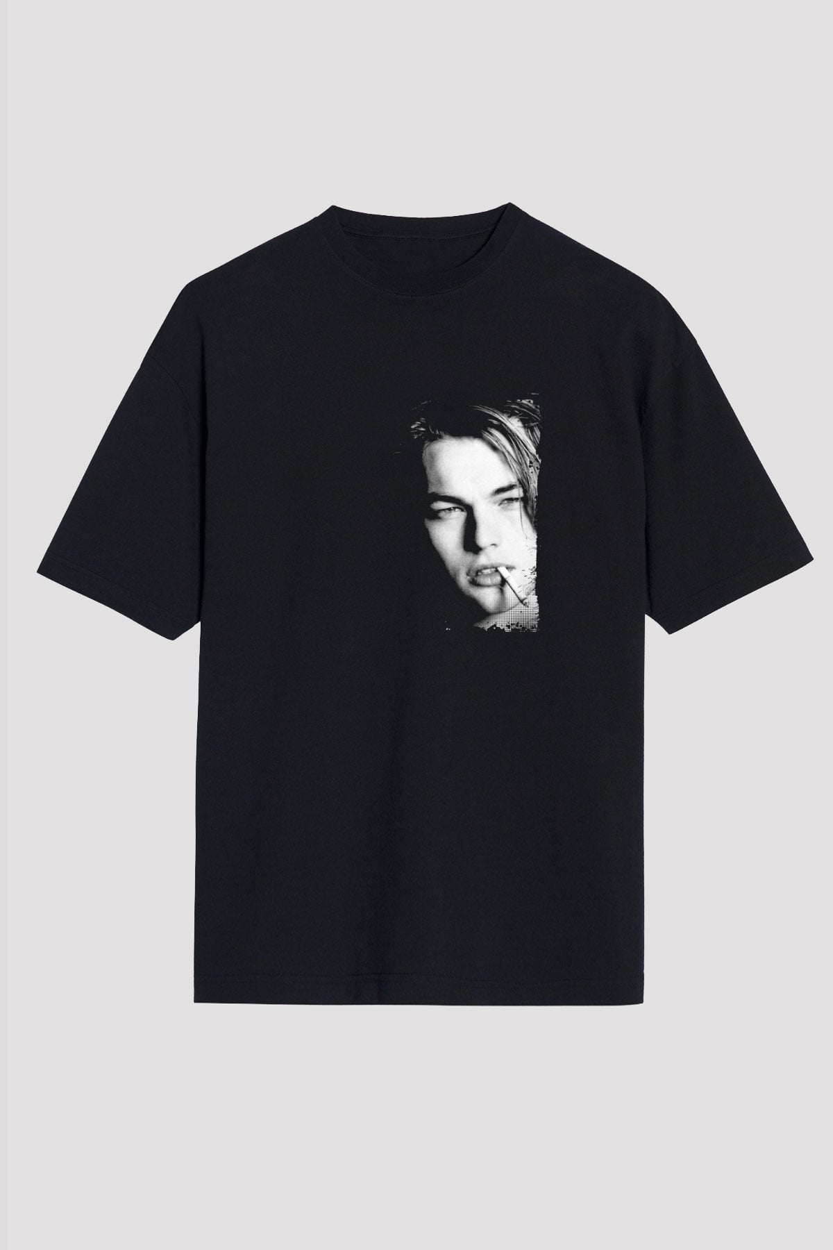 Leonardo DiCaprio Baskılı Unisex Siyah Oversize Tişört