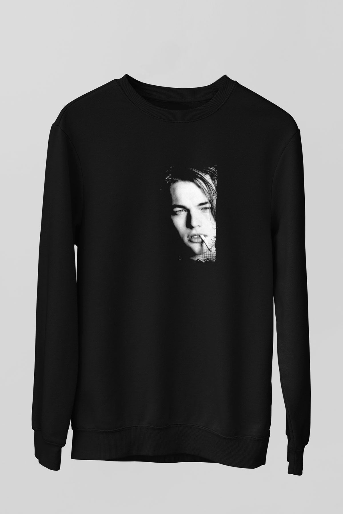Leonardo DiCaprio Baskılı Unisex Siyah Sweatshirt