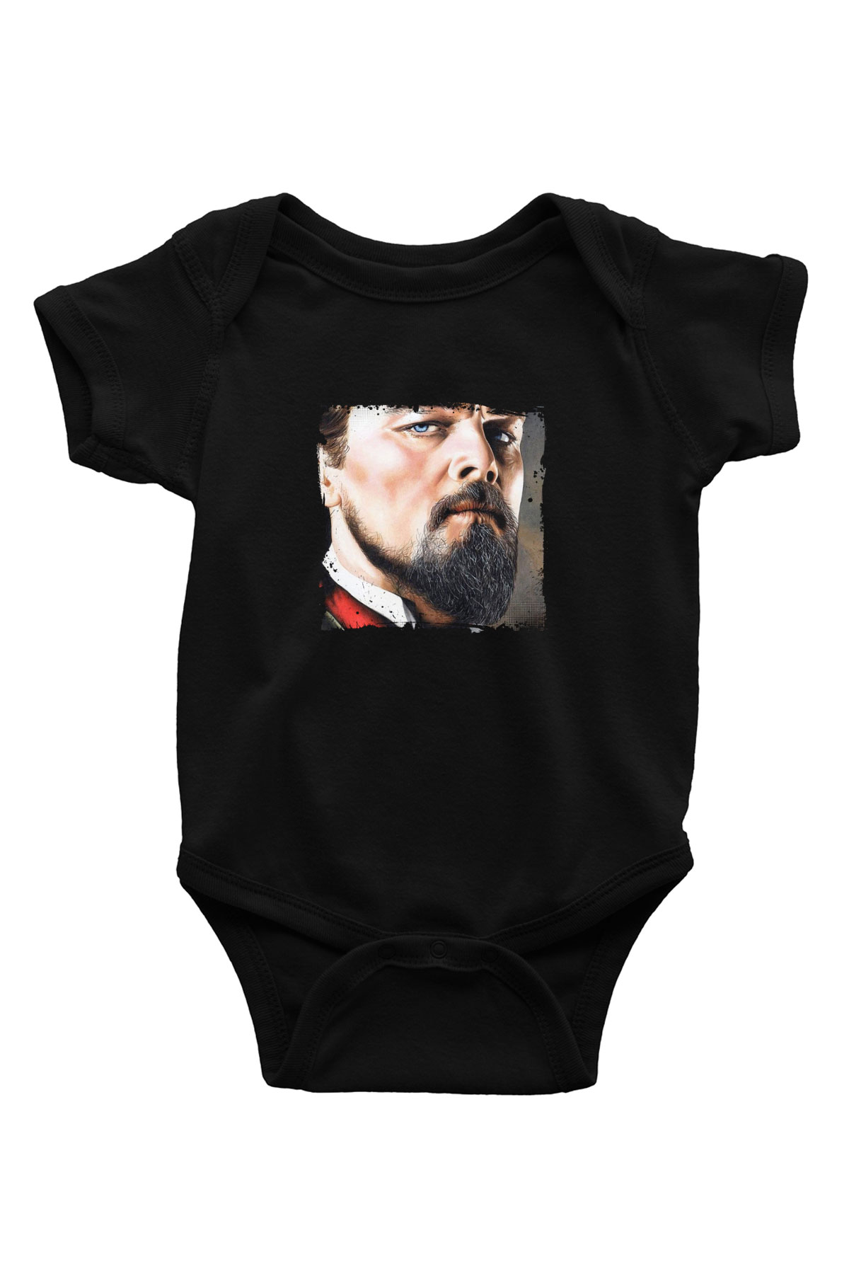 Leonardo DiCaprio Baskılı Unisex Siyah Bebek Body - Zıbın