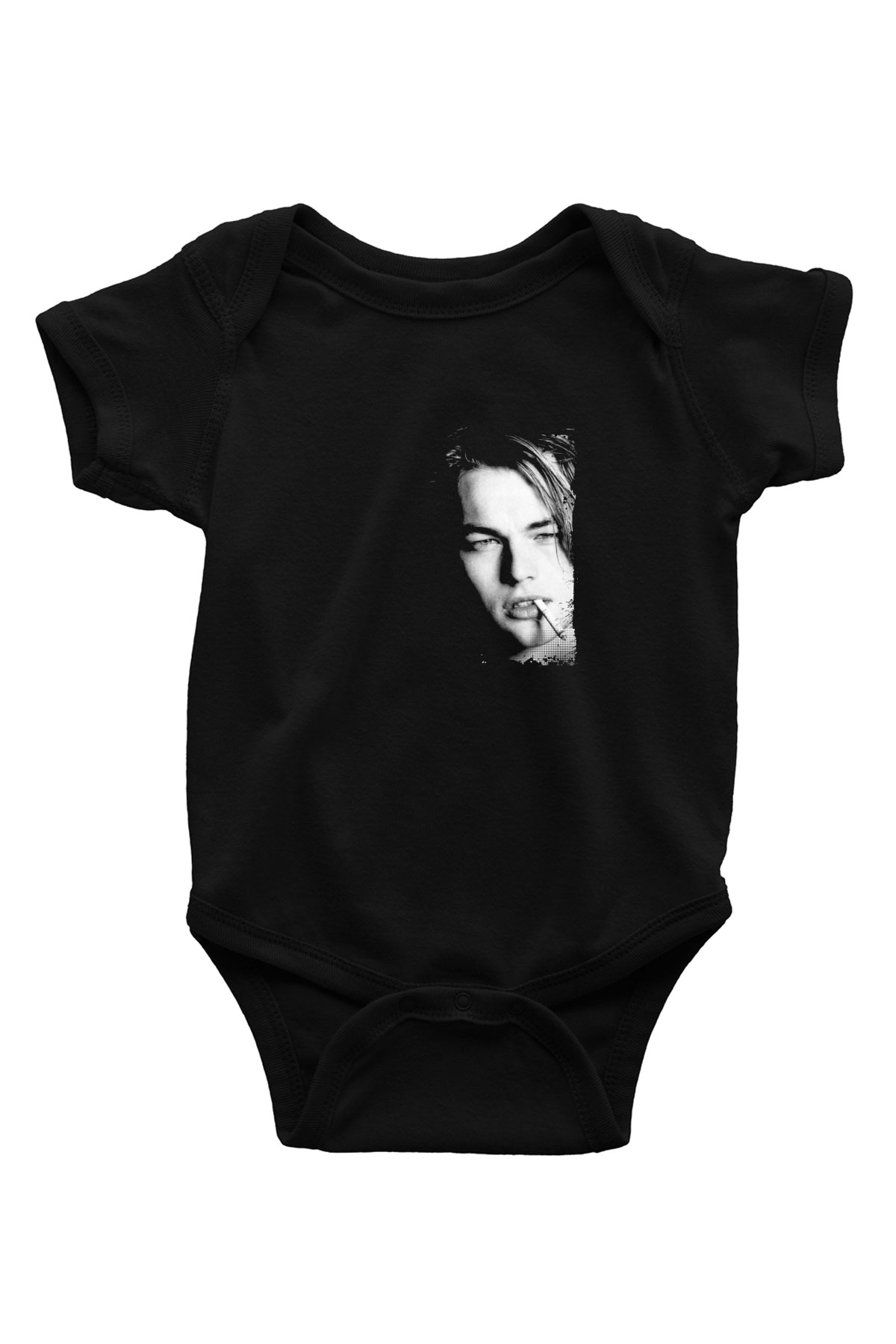 Leonardo DiCaprio Baskılı Unisex Siyah Bebek Body - Zıbın