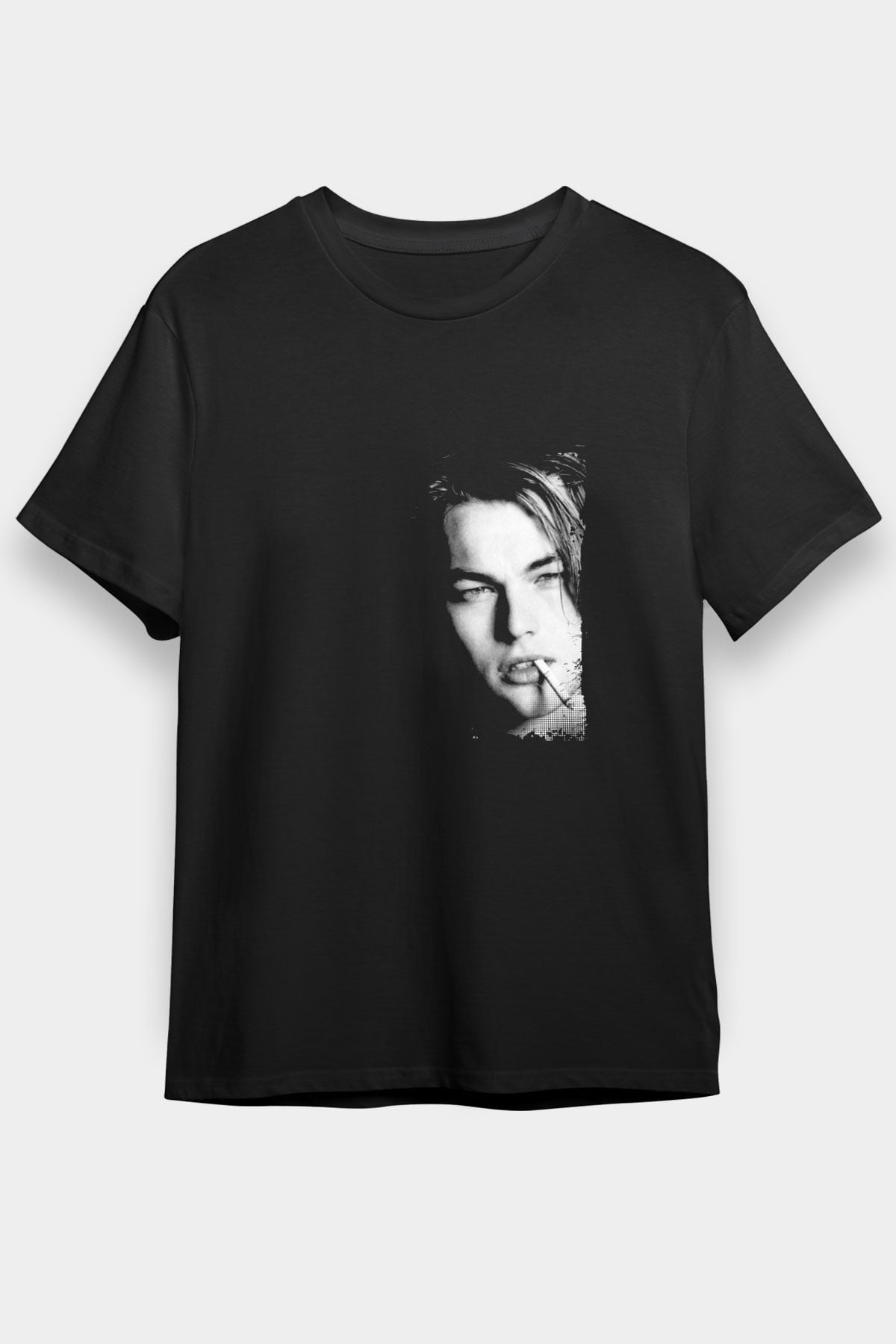 Leonardo DiCaprio Baskılı Unisex Siyah Tişört