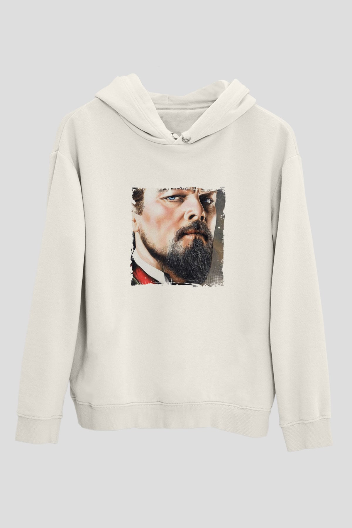 Leonardo DiCaprio Unisex Baskılı Beyaz Kapüşonlu Sweatshirt