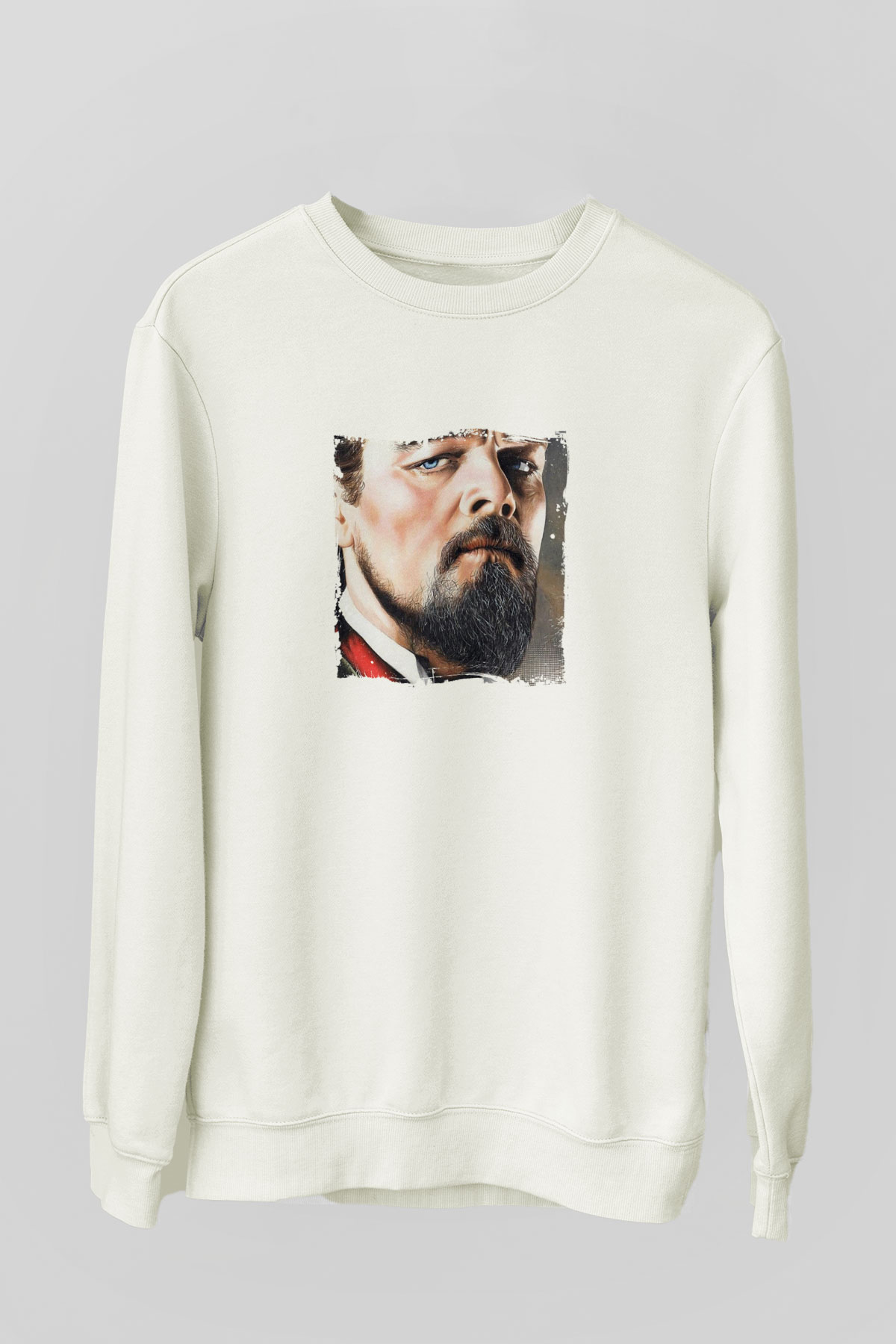 Leonardo DiCaprio Unisex Baskılı Beyaz Sweatshirt