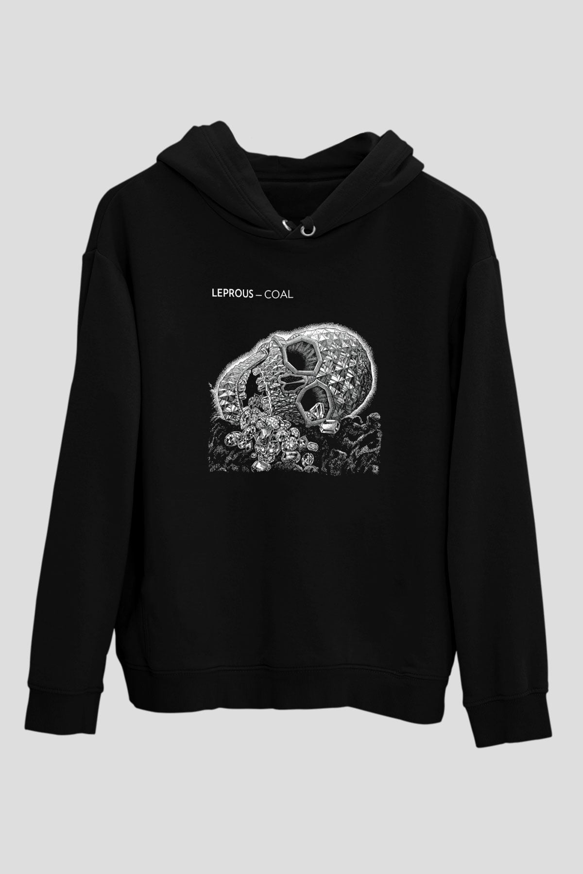 Leprous Baskılı Unisex Siyah Kapüşonlu Sweatshirt