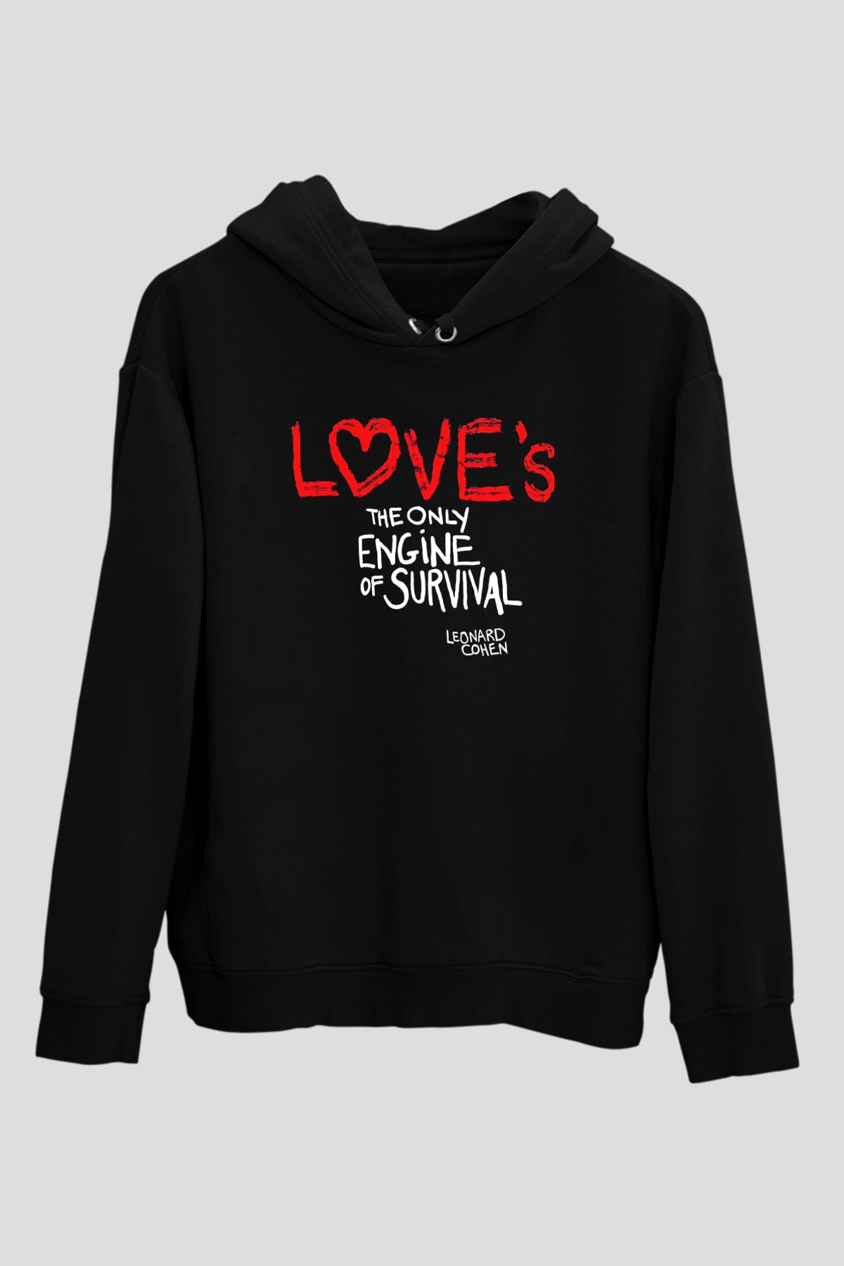 Leprous Baskılı Unisex Siyah Kapüşonlu Sweatshirt
