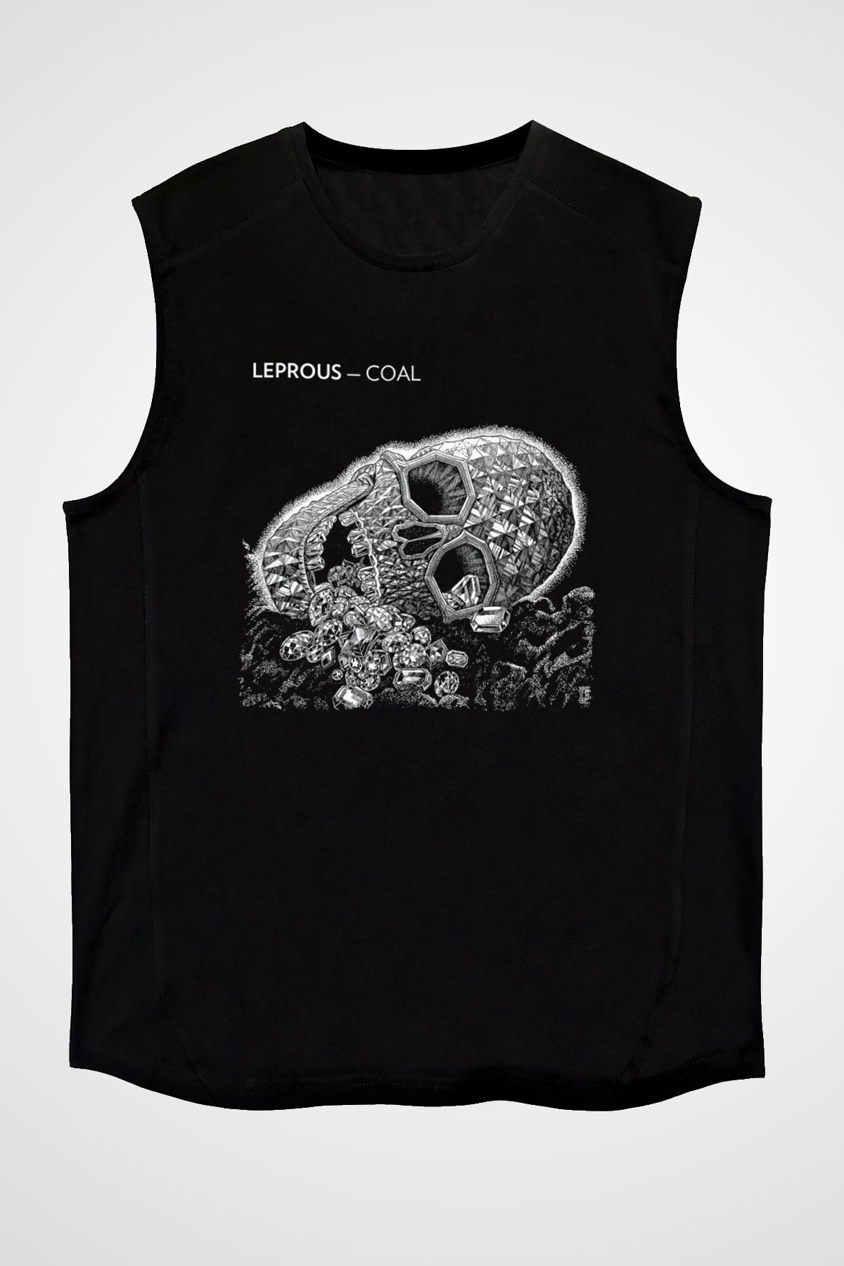 Leprous Baskılı Unisex Siyah Kolsuz Tişört - Tshirt