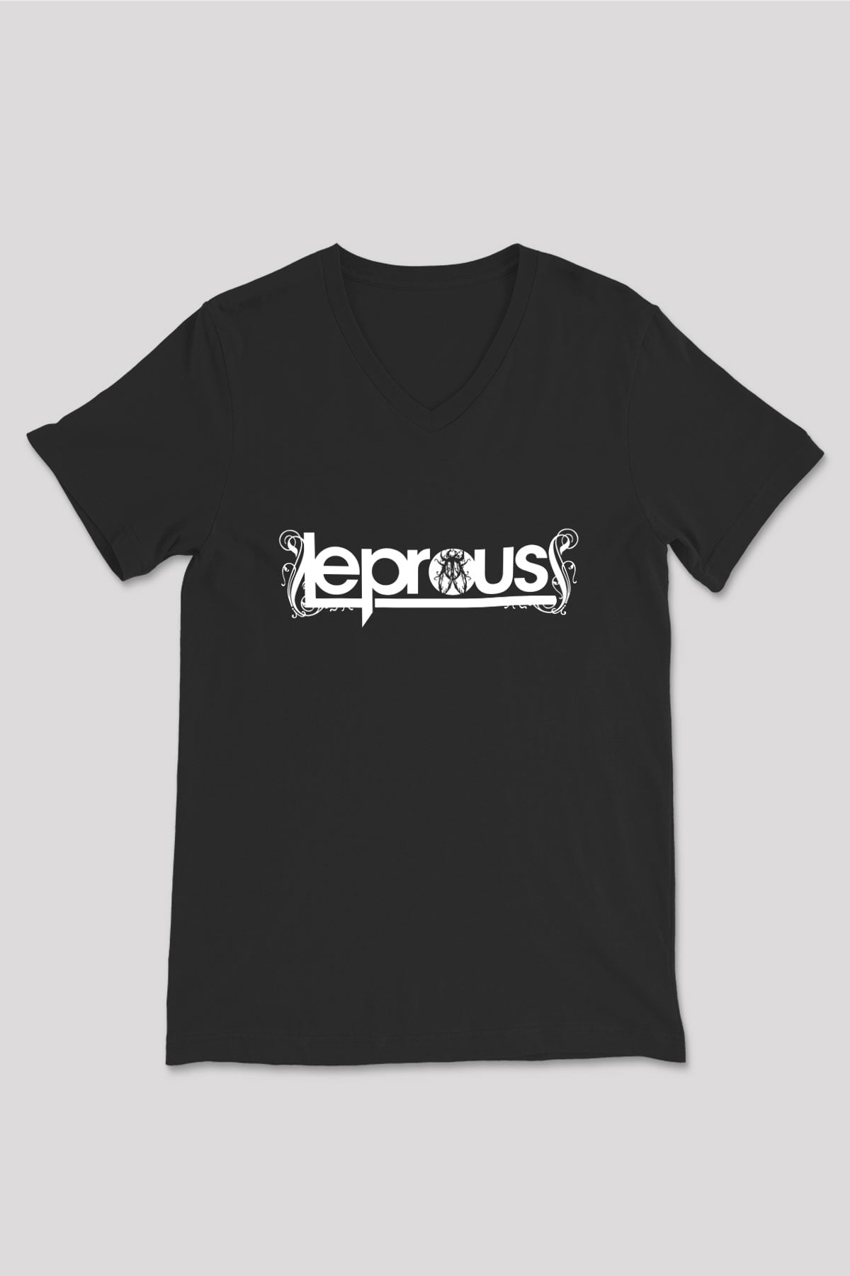 Leprous Baskılı Unisex Siyah V Yaka Tişört - Tshirt