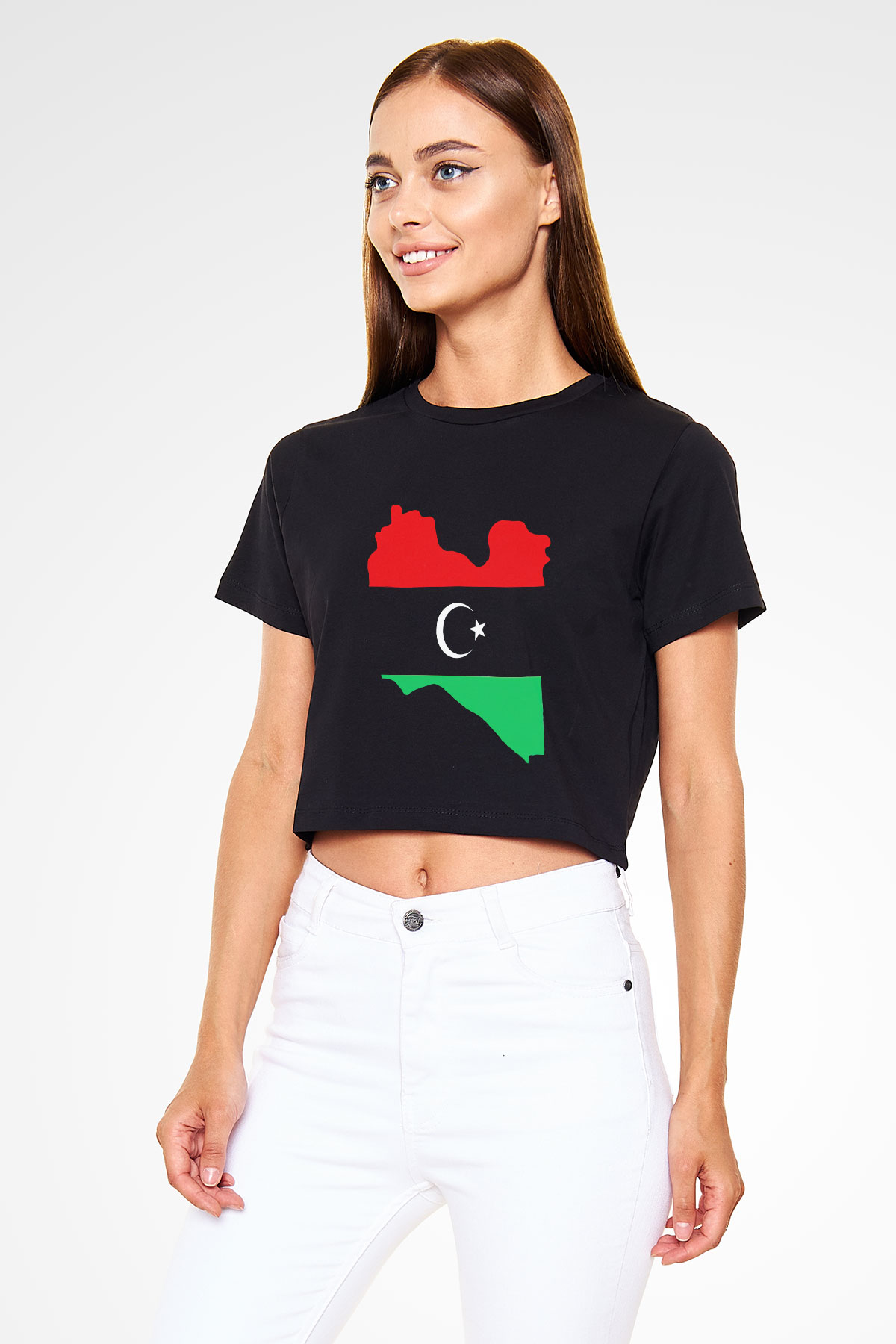 Libya Siyah Crop Top Tişört